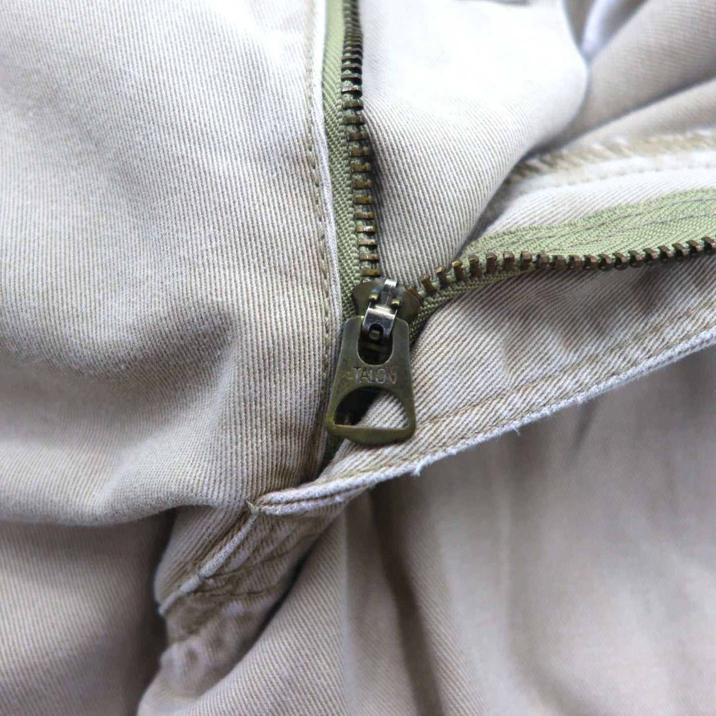 POLO RALPH LAUREN ストレート チノパンツ L ベージュ コットン TALONジップ レザーパッチ