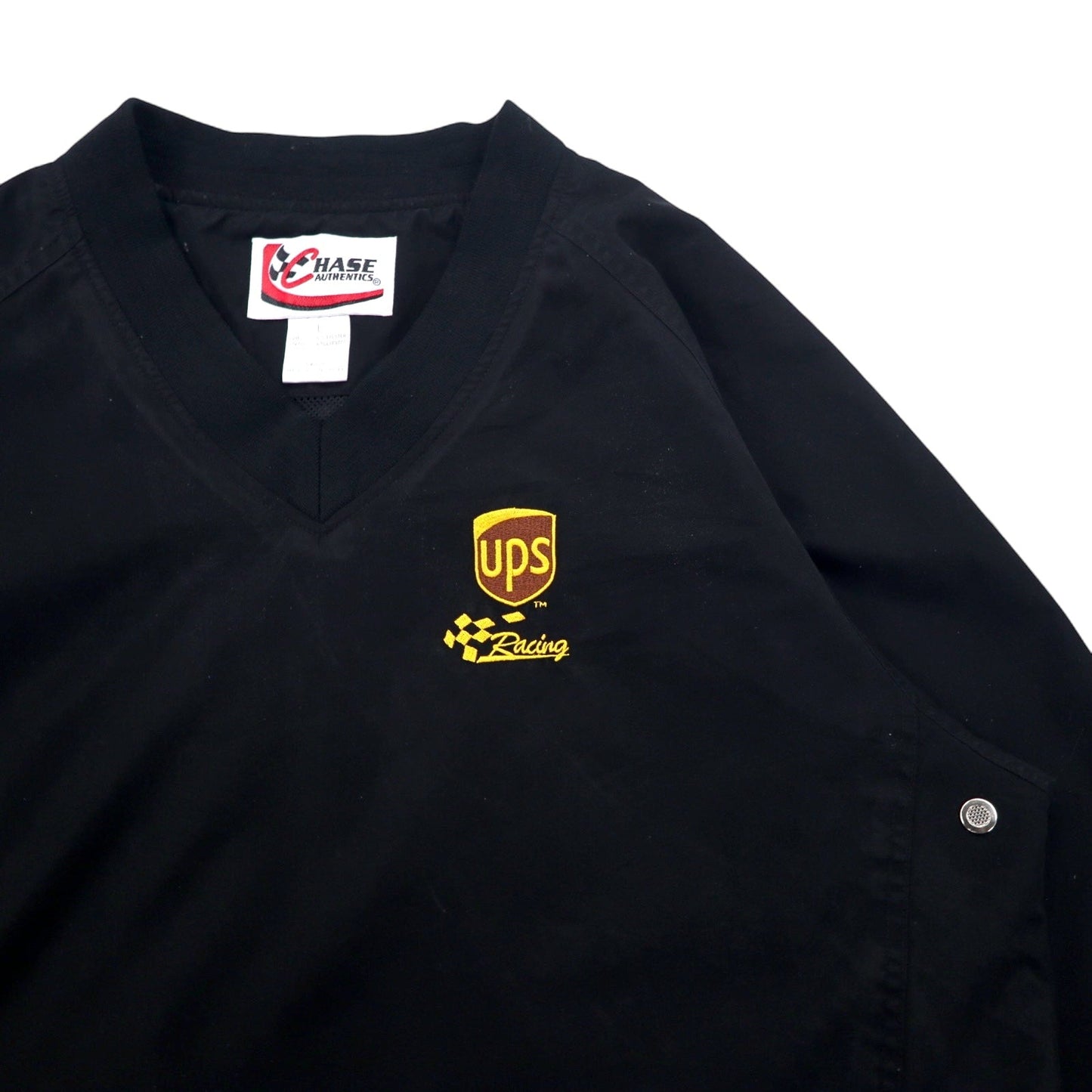 CHASE AUTHENTICS レーシング ピステ プルオーバー ナイロンジャケット L ブラック ポリエステル ドローコード UPS 刺繍