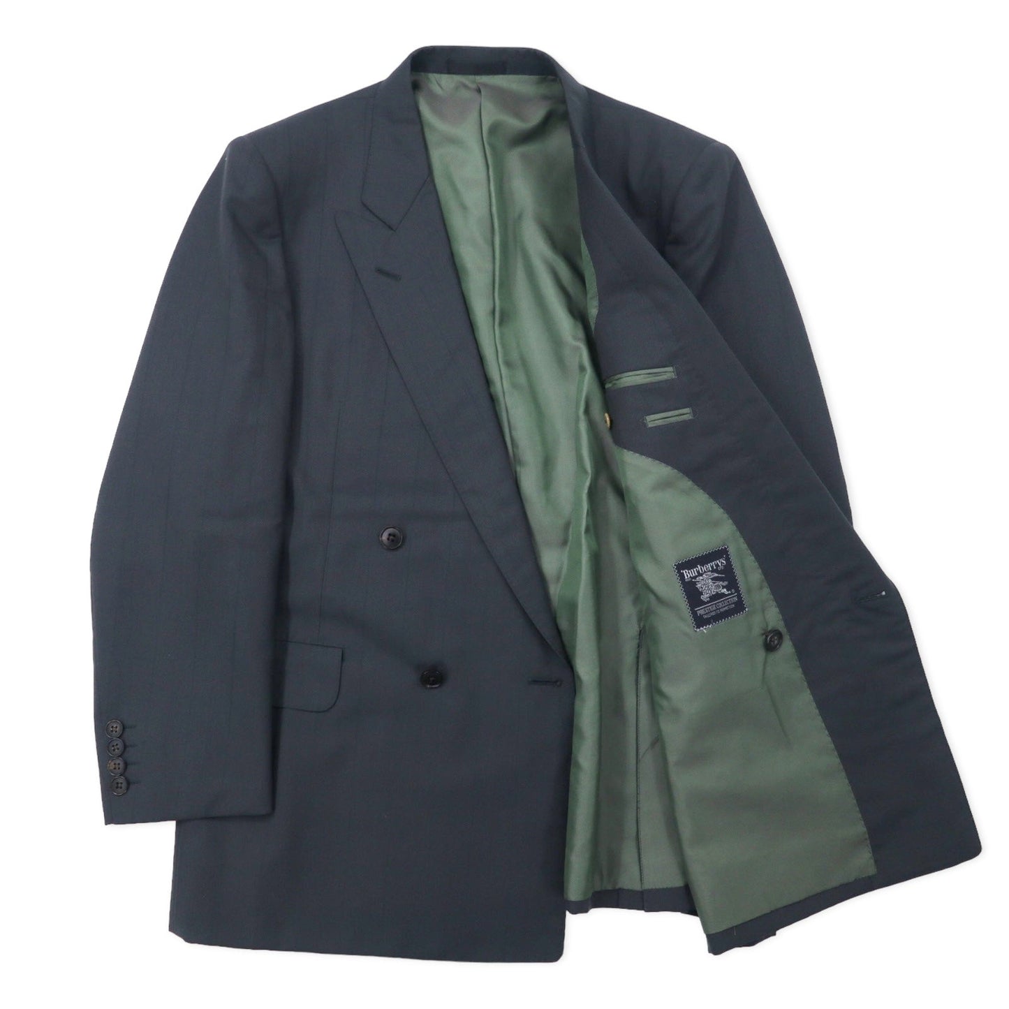 Burberrys オールド ダブル スーツ セットアップ 96-86-170 AB5 グレー シャドーストライプ ウール 日本製