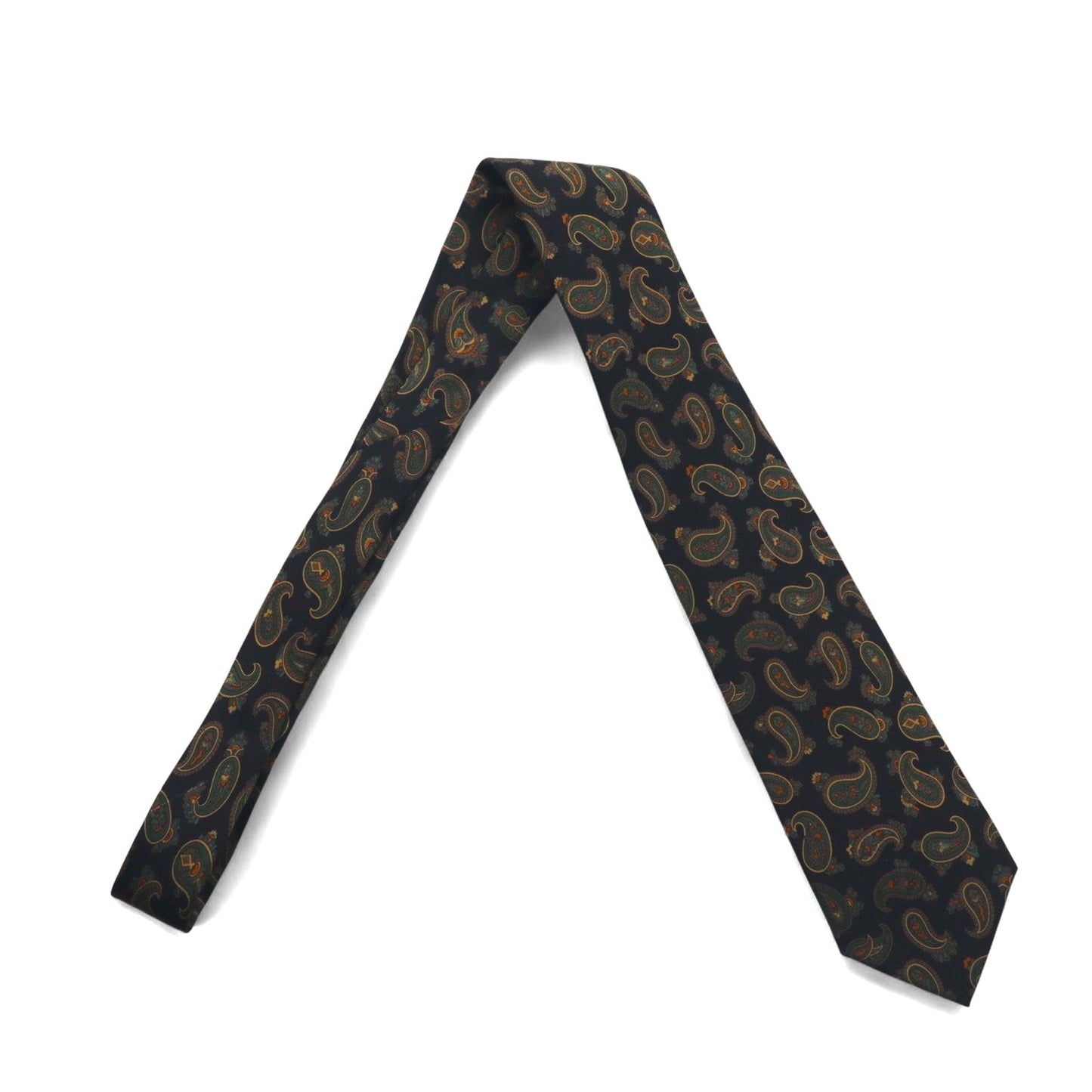 Ralph Lauren ネクタイ ブラック グリーン シルク 総柄 ペイズリー