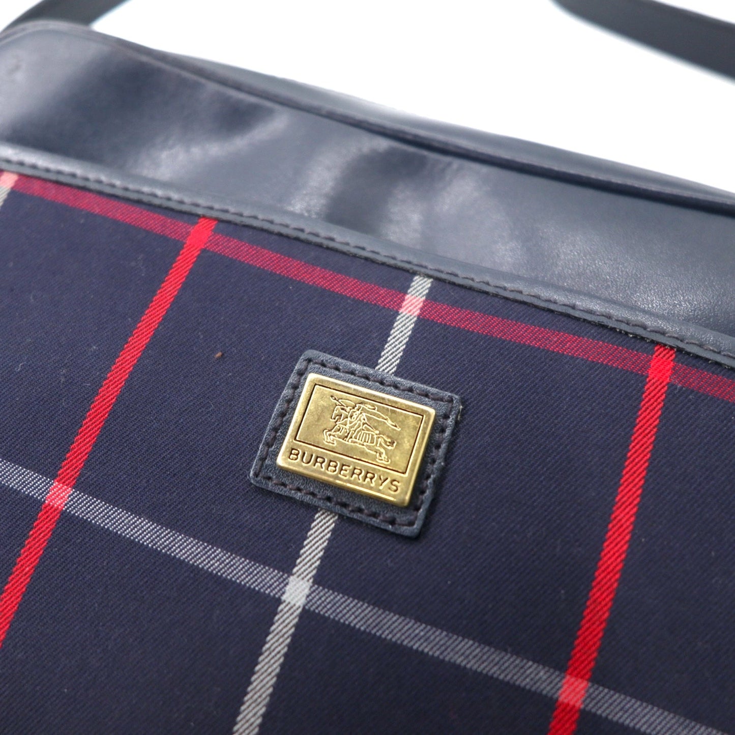 BURBERRYS オールド ノバチェック ショルダーバッグ ネイビー キャンバス レザー 未使用品