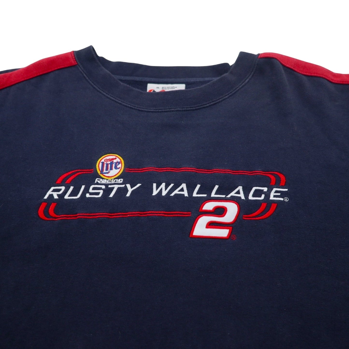 90年代 CHASE AUTHENTICS レーシング 刺繍 スウェット XL ネイビー コットン RUSTY WALLACE