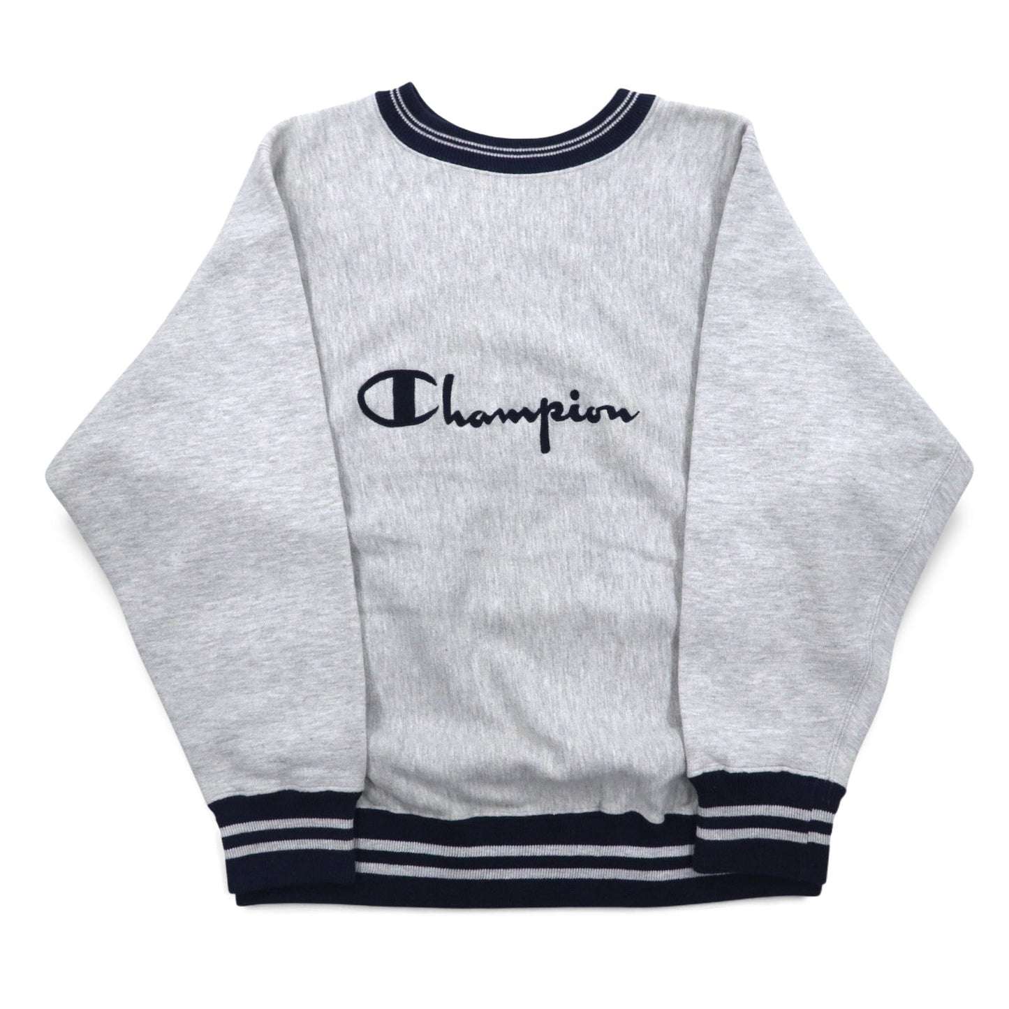 Champion 90年代 USA製 刺繍タグ リバースウィーブ REVERSE WEAVE リブライン スウェット M グレー スクリプトロゴ 刺繍