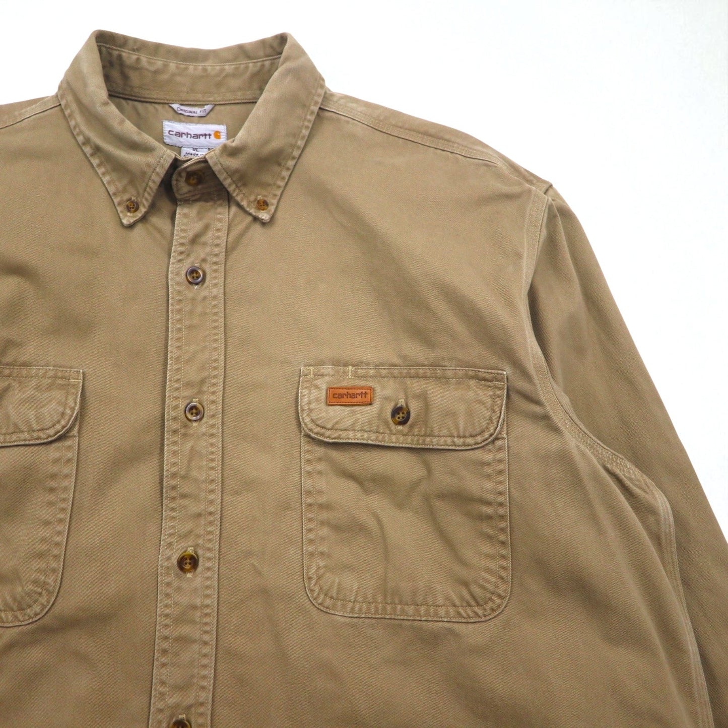 carhartt ボタンダウン ワークシャツ XL ベージュ ダブルポケット OAKMAN S09 266