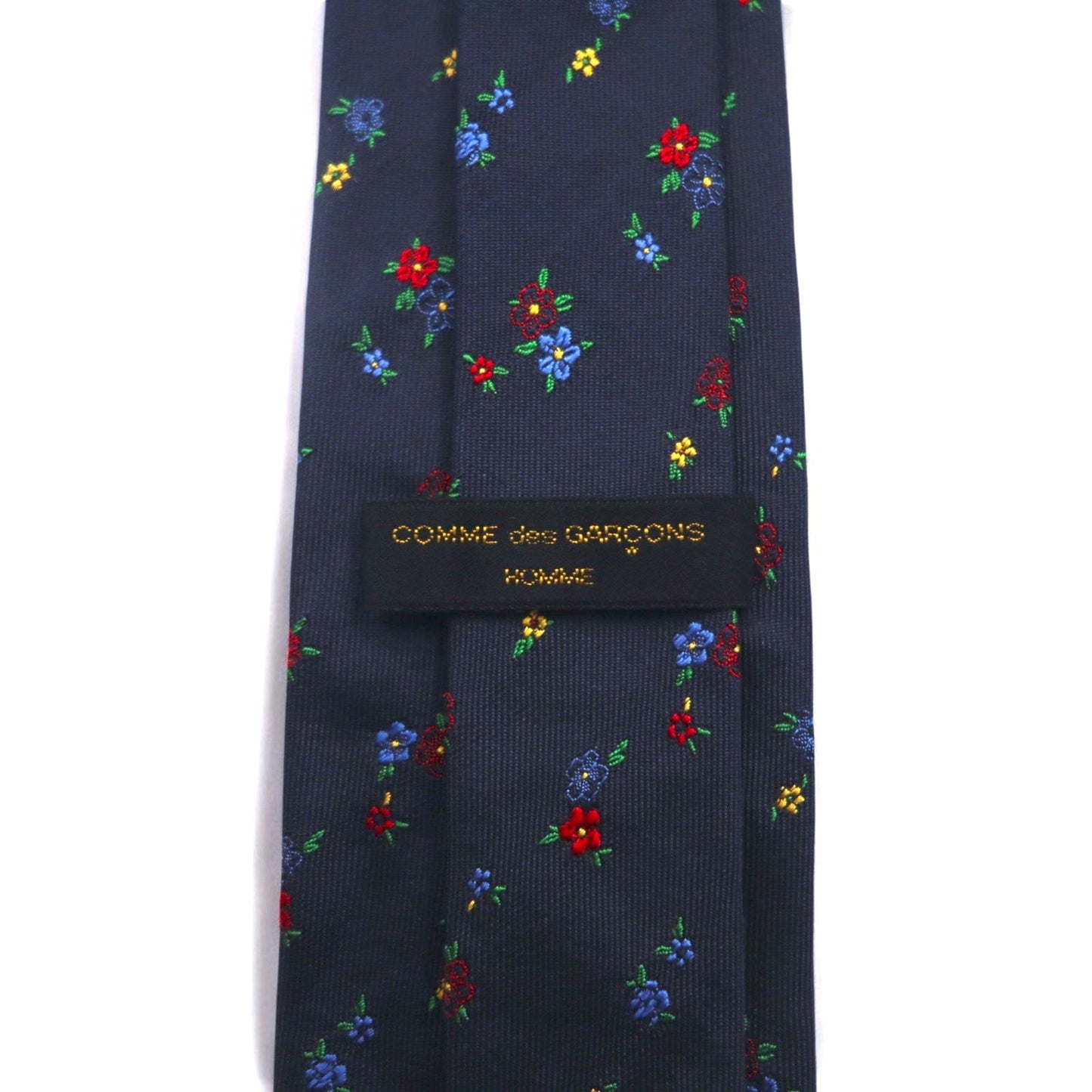 COMME des GARCONS HOMME ネクタイ ネイビー 花柄 総柄 シルク 日本製
