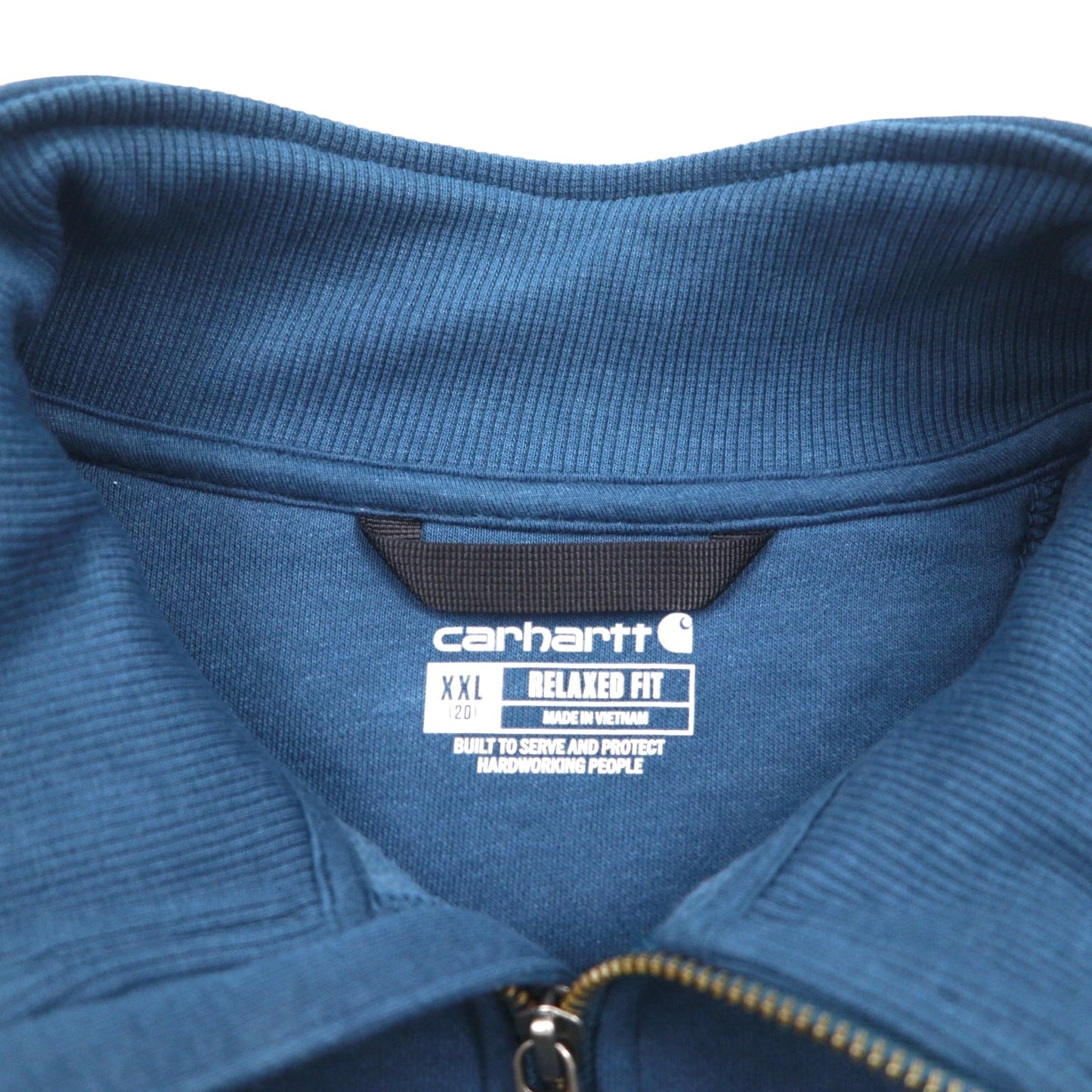 carhartt リラックスフィット ハーフジップ スウェット 2XL Relaxed Fit ブルー 無地 カンガルーポケット 裏起毛 105657