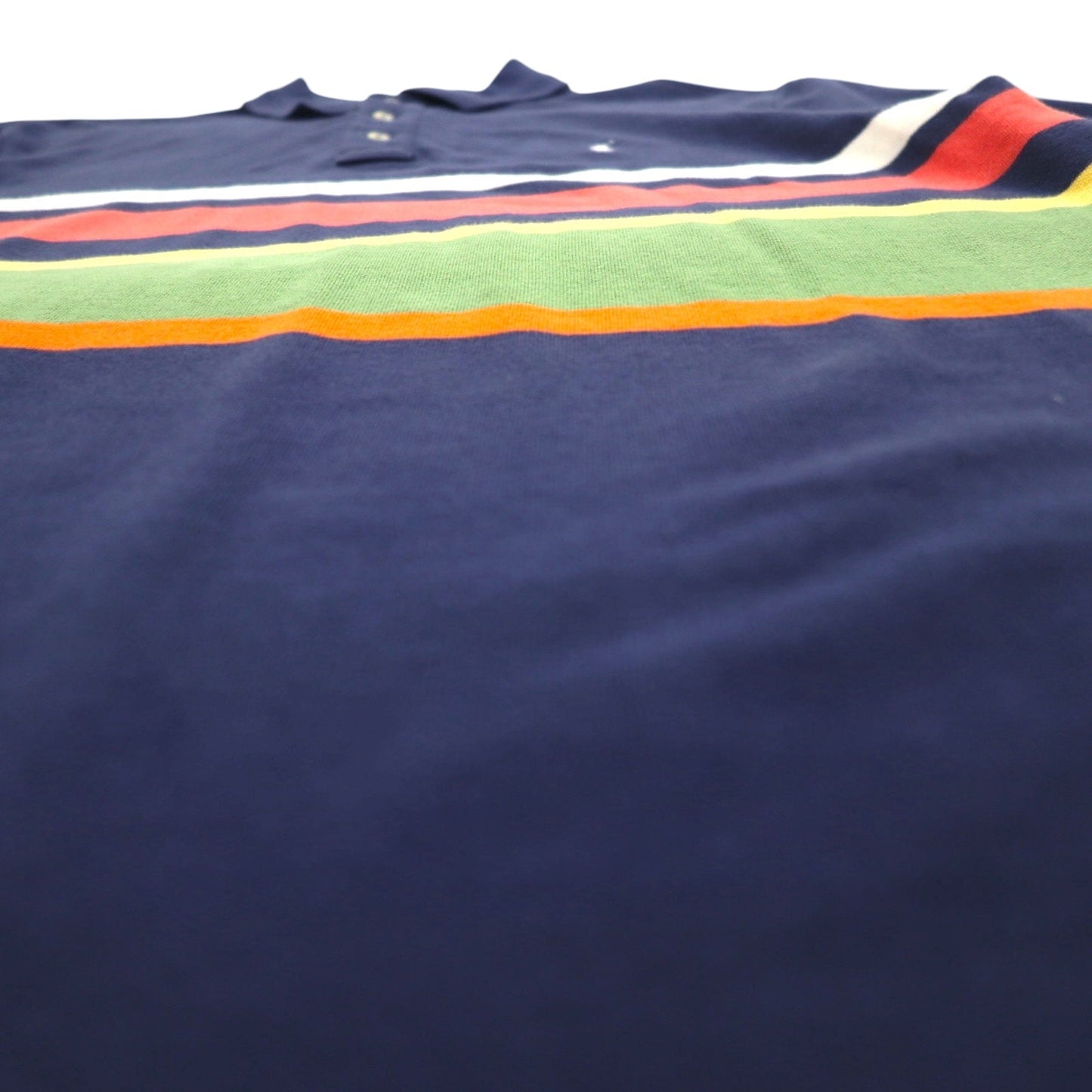 POLO RALPH LAUREN ボーダー ポロシャツ M ネイビー コットン 鹿の子 スモールポニー刺繍