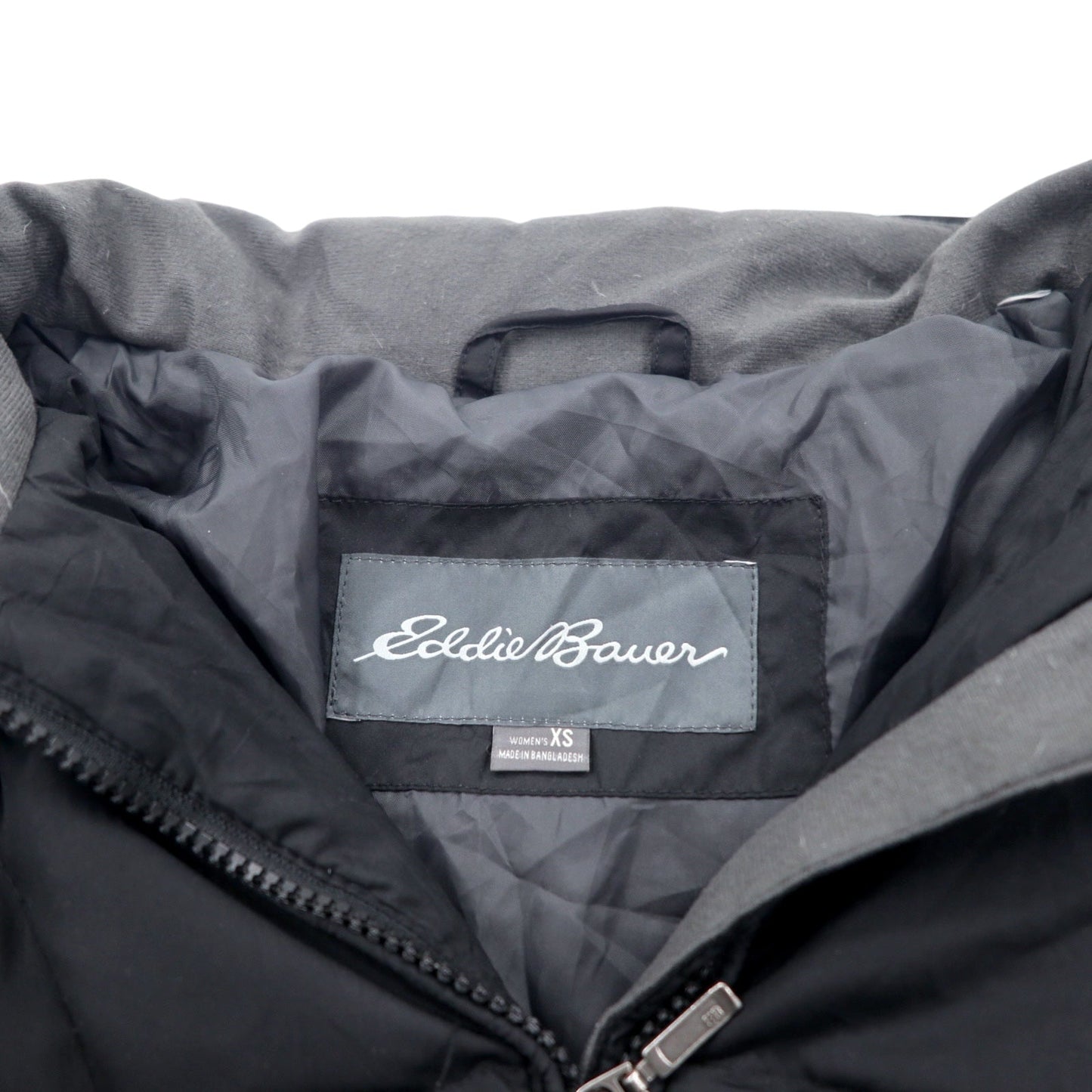 Eddie Bauer 650フィルパワー ダウンコート M ブラック EB650 フード着脱式 ダブルジップ ファー 0544