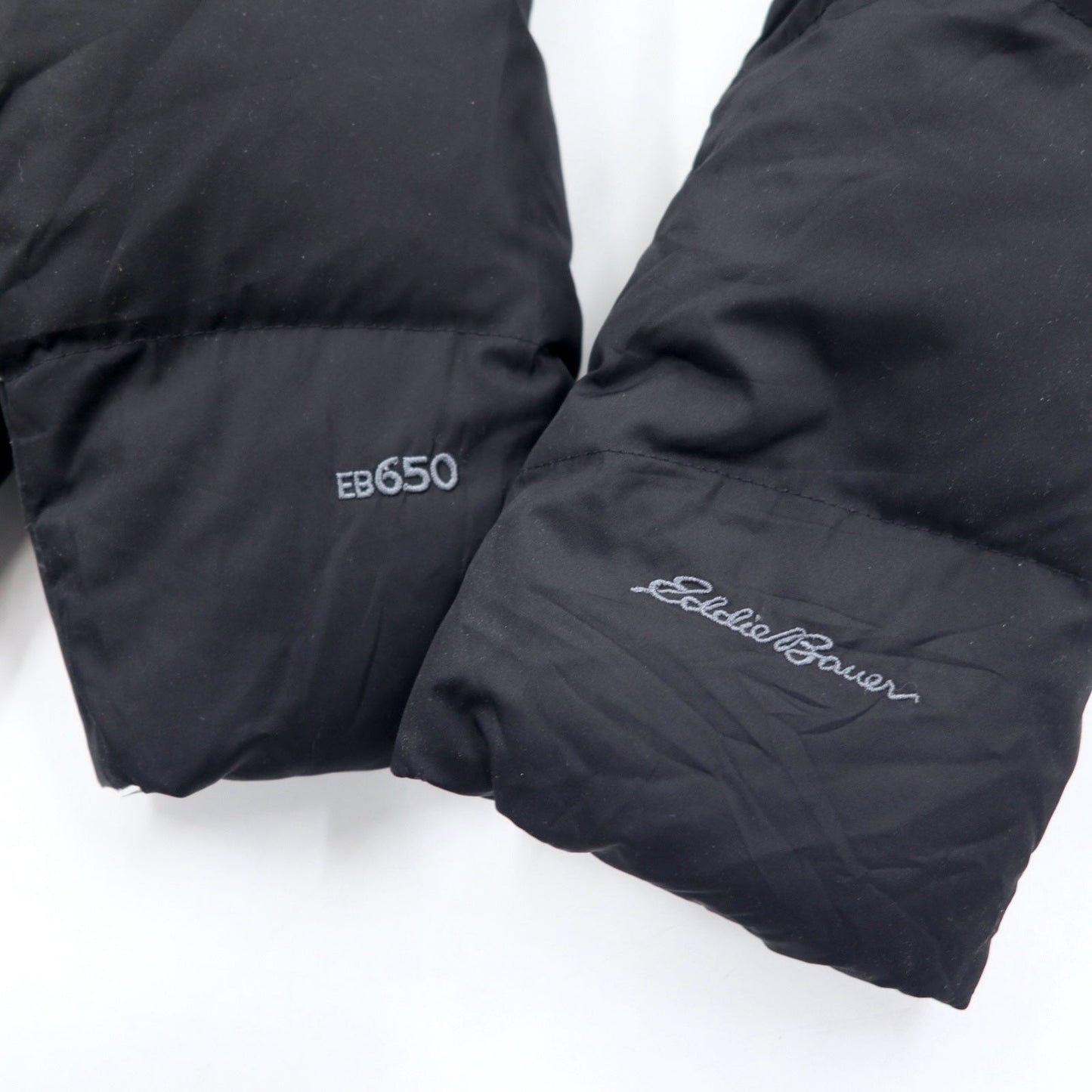Eddie Bauer 650フィルパワー ダウンコート M ブラック EB650 フード着脱式 ダブルジップ ファー 0544