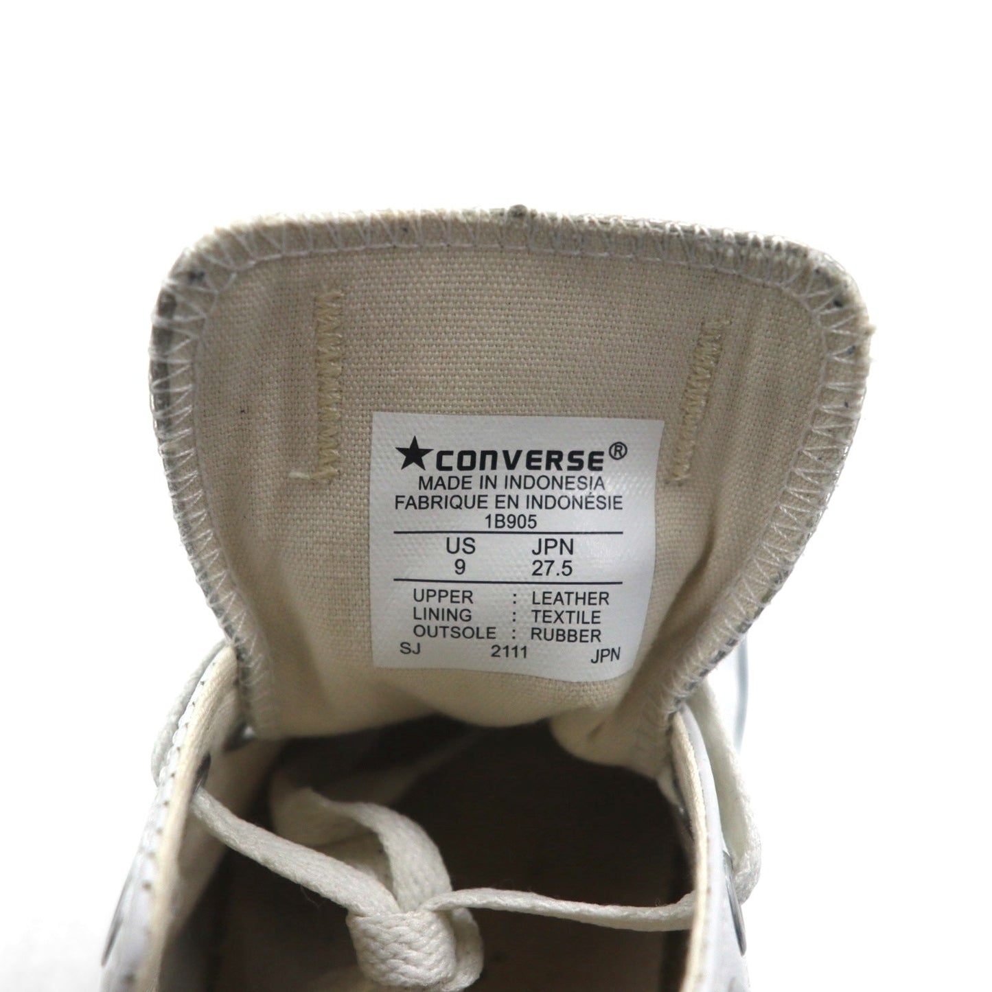CONVERSE レザーオールスター オックス LEATHER ALL STAR OX スニーカー 27.5cm ホワイト 1B905