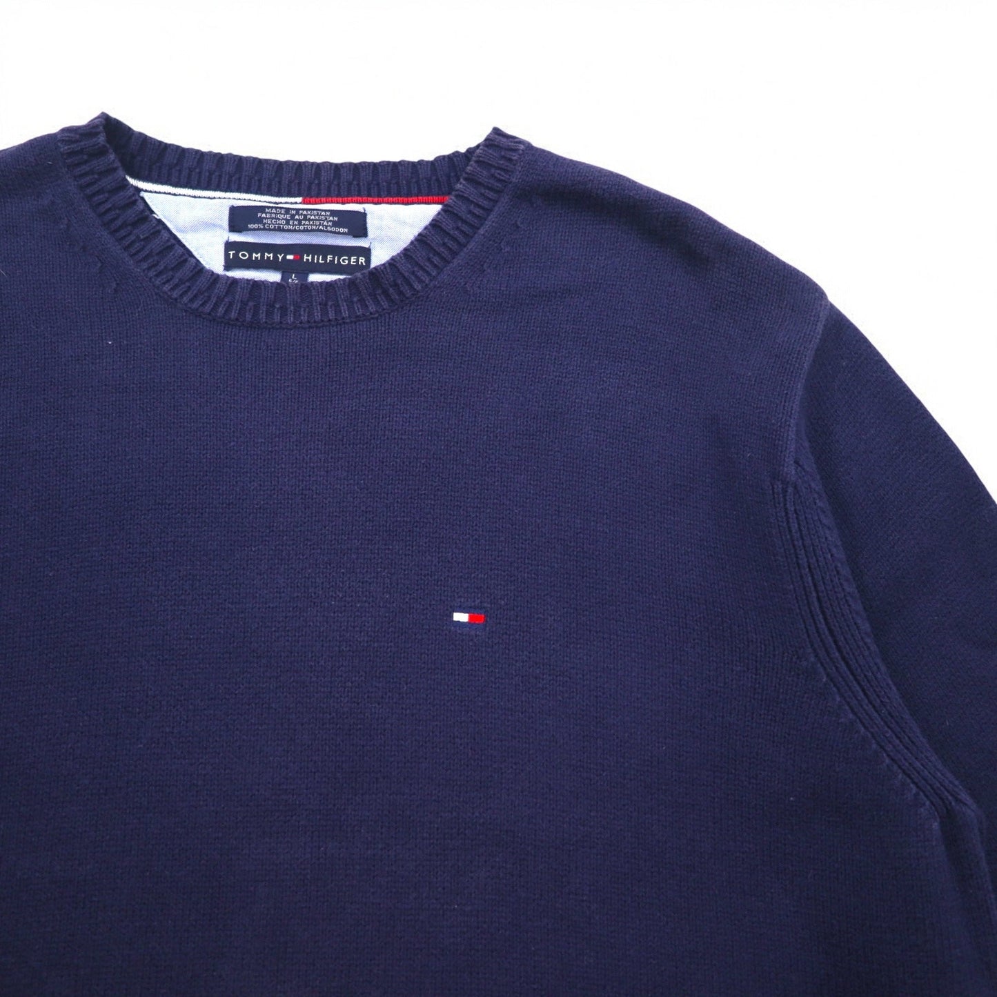 TOMMY HILFIGER 90年代 コットン ニット クルー セーター L ネイビー コットン