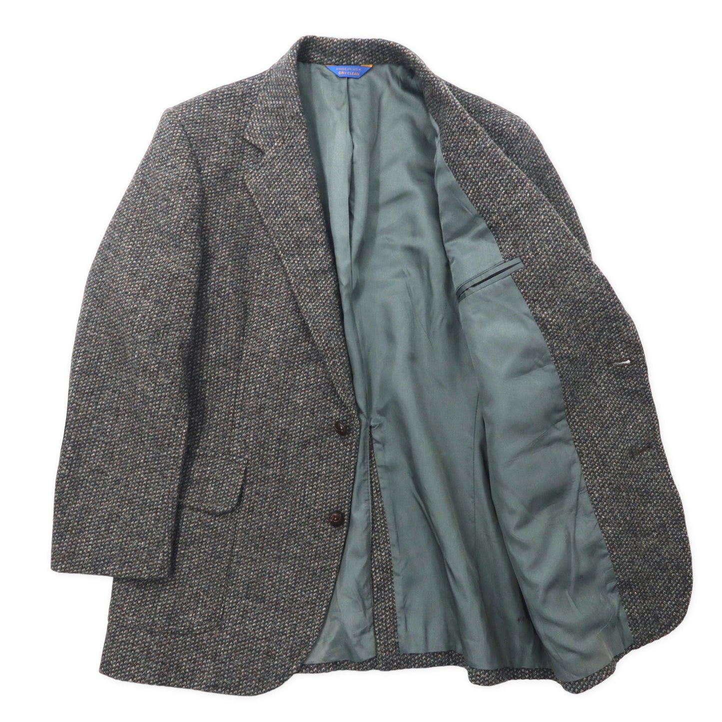 USA製 80年代 PENDLETON 2Bツイードジャケット 40 グレー ウール レザーエルボーパッチ