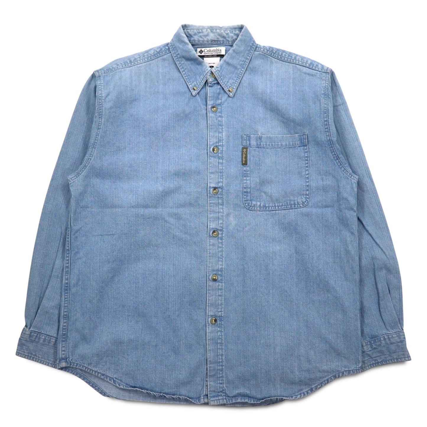 Columbia アイスウォッシュ デニム ボタンダウンシャツ L インディゴ ブルー コットン