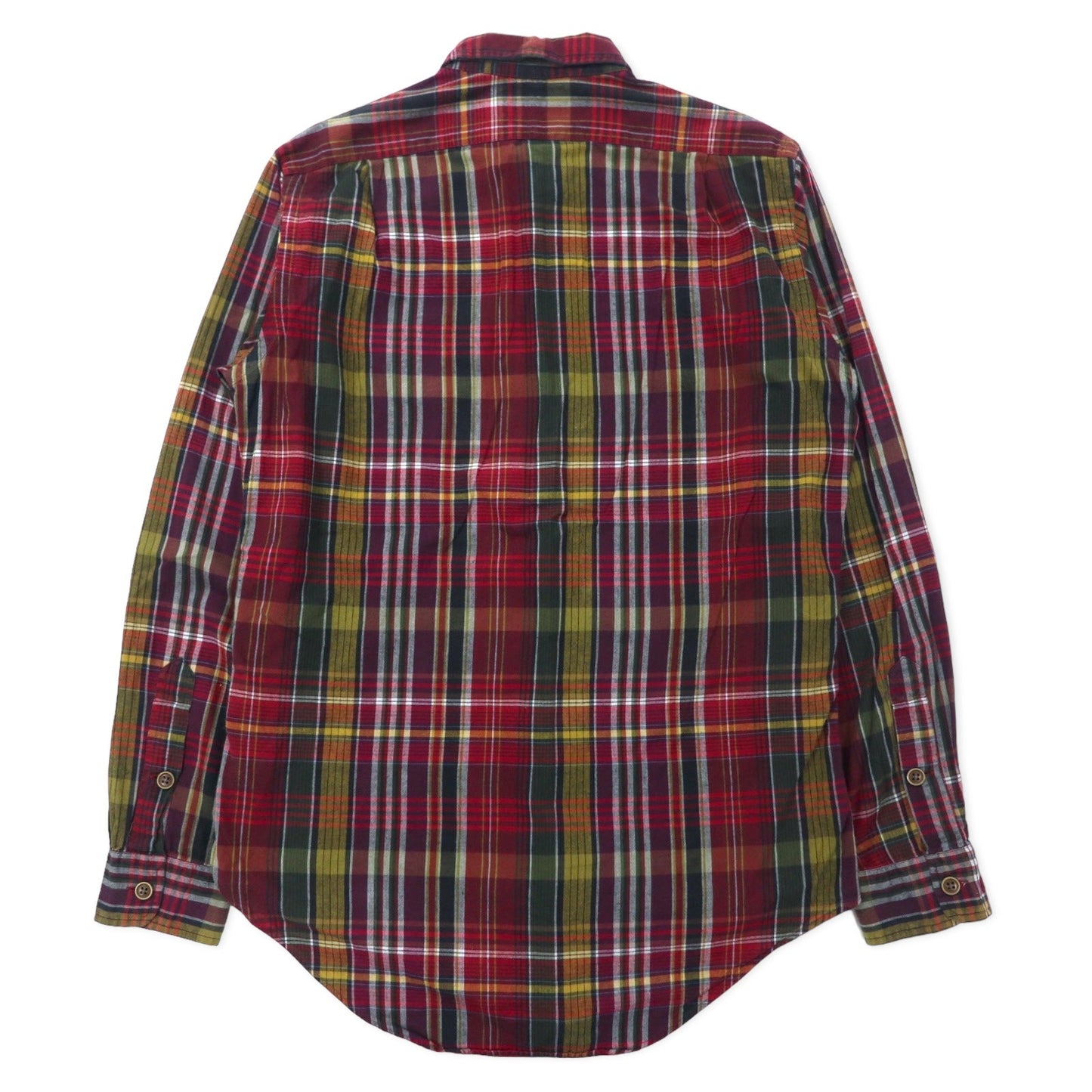 Polo by Ralph Lauren ミリタリーシャツ M レッド チェック コットン エポレット TRIM MILITARY