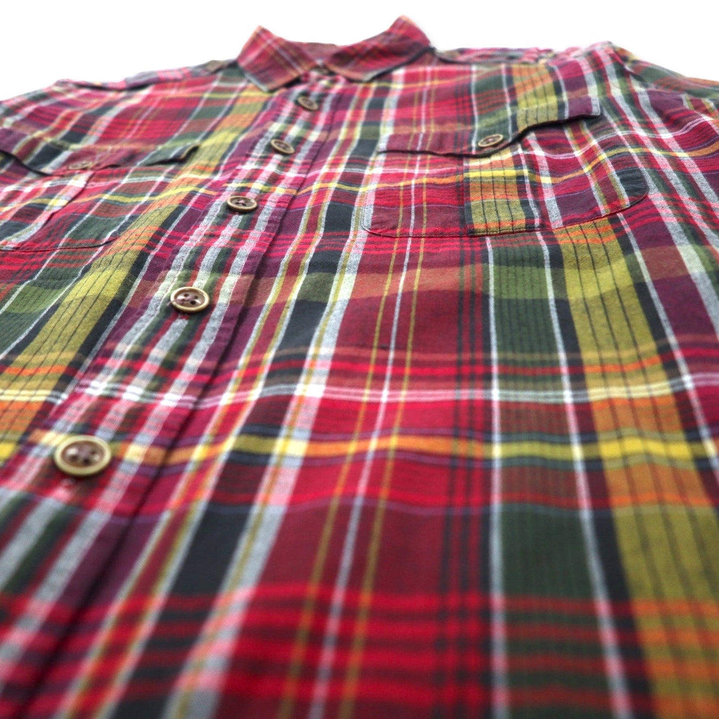 Polo by Ralph Lauren ミリタリーシャツ M レッド チェック コットン エポレット TRIM MILITARY