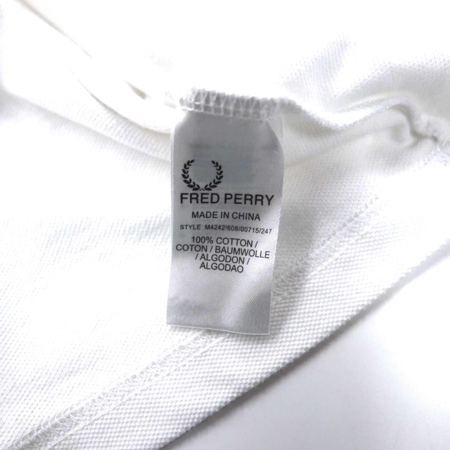 FRED PERRY コットンピケ ポロシャツ L ホワイト フラッグチェック コットン ワンポイントロゴ M4242