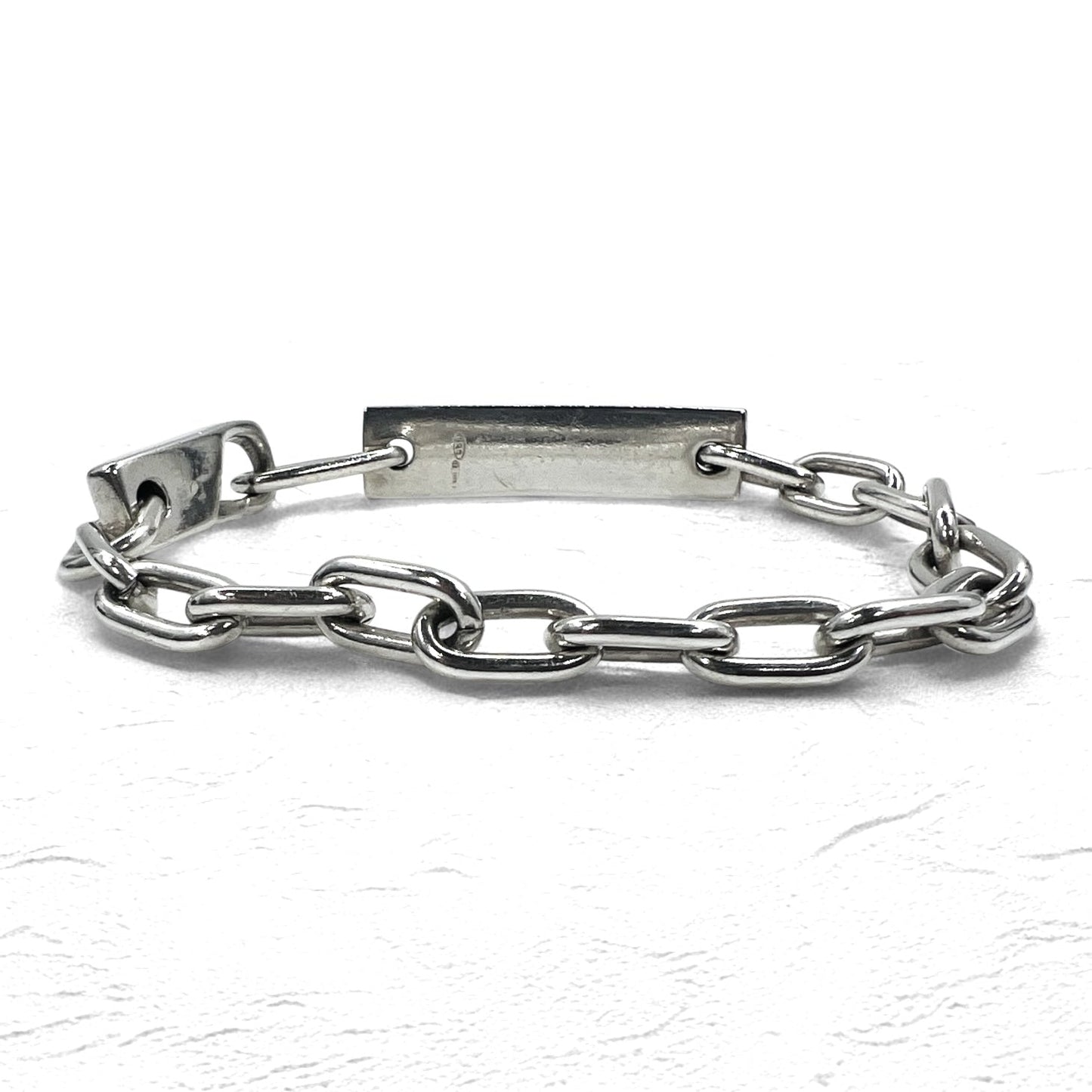 GUCCI イタリア製 オールドグッチ リンクチェーン ブレスレット シルバー 925 ロゴプレート ID