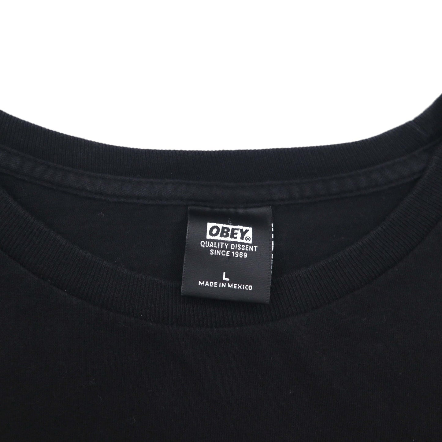 OBEY ファイヤーパターン ロンT ロングスリーブ Tシャツ L ブラック 袖プリント メキシコ戦