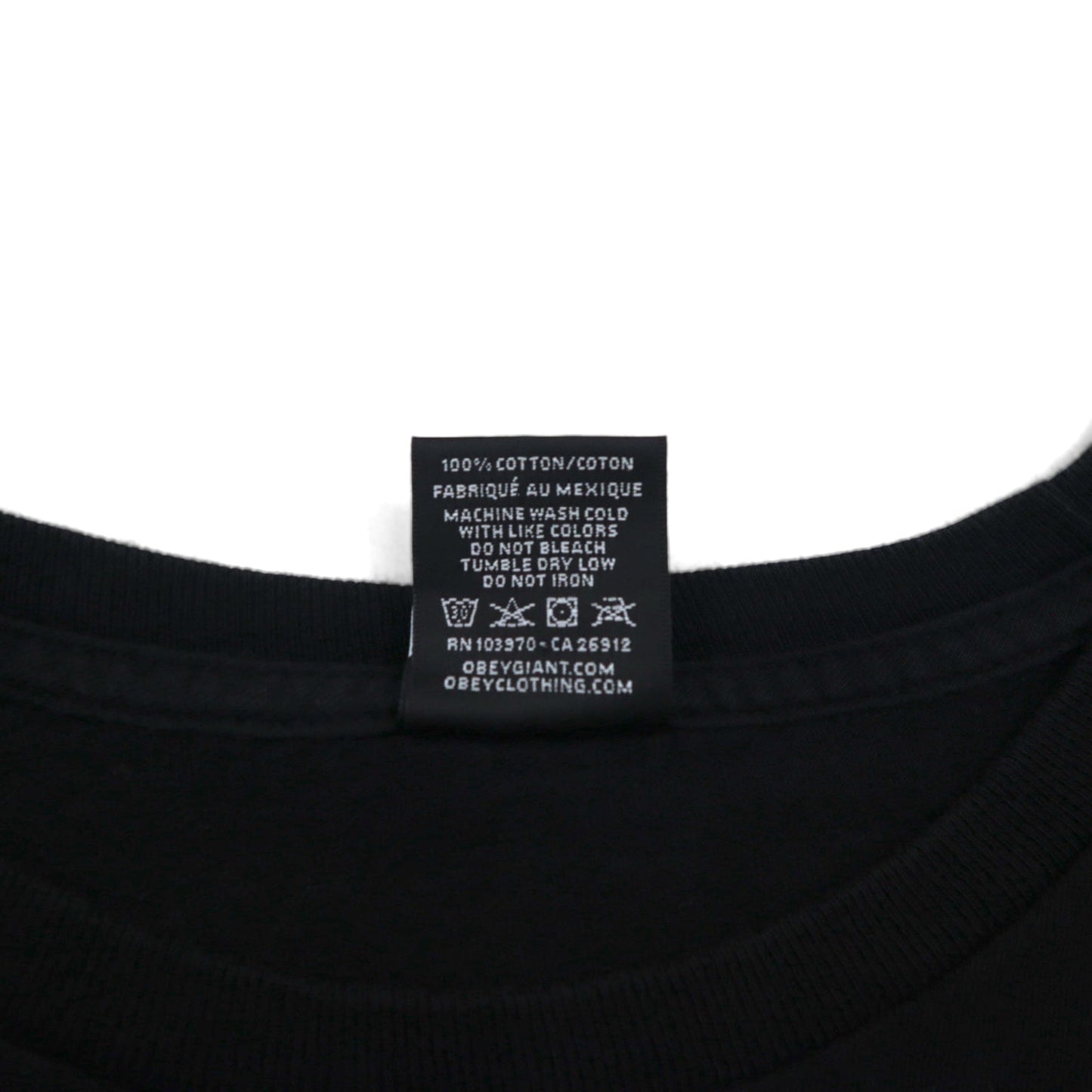 OBEY ファイヤーパターン ロンT ロングスリーブ Tシャツ L ブラック 袖プリント メキシコ戦