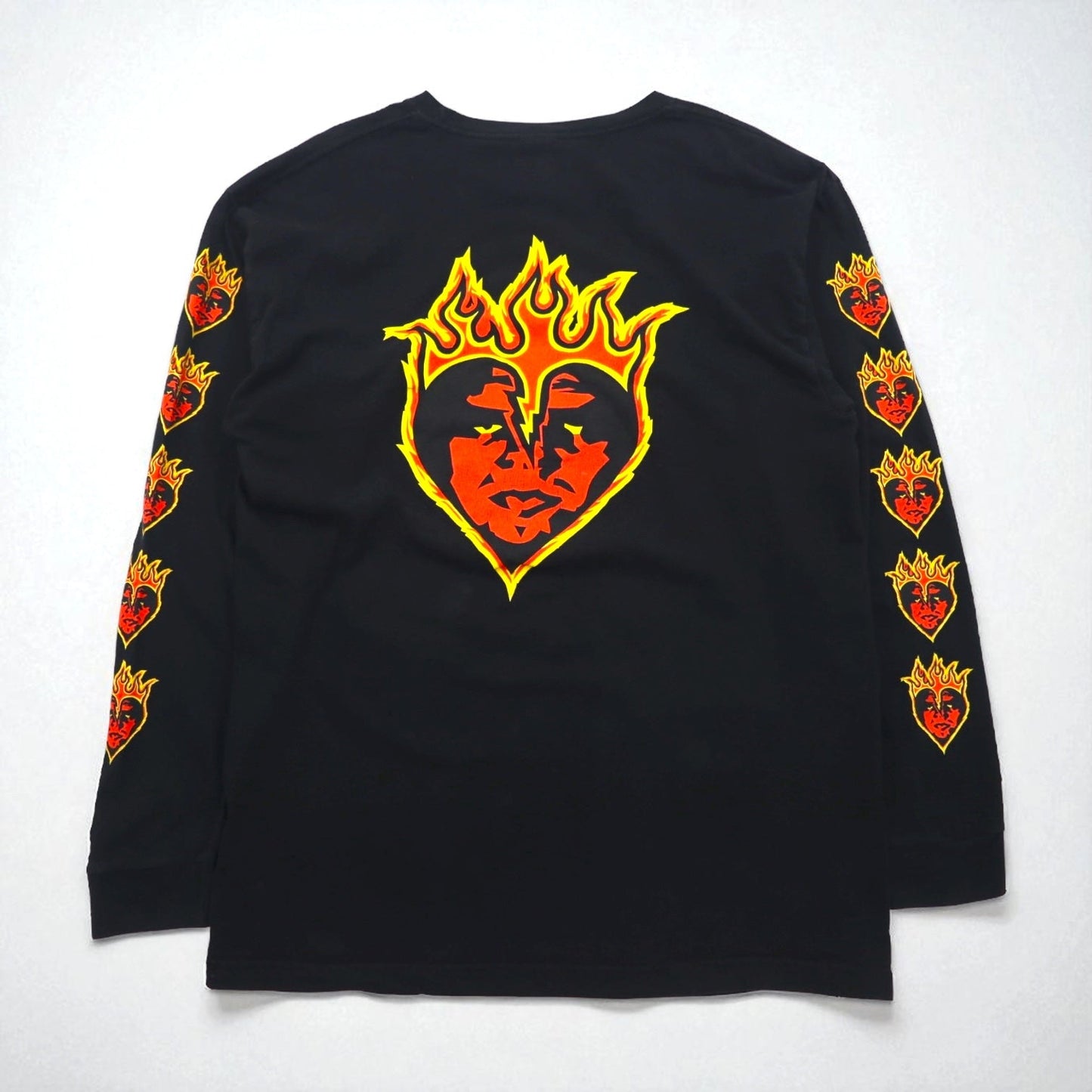 OBEY ファイヤーパターン ロンT ロングスリーブ Tシャツ L ブラック 袖プリント メキシコ戦