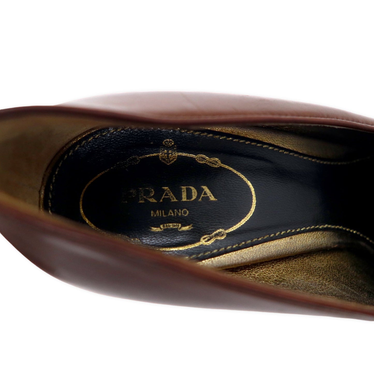 PRADA ハイヒール パンプス 23.5cm ブラウン レザー イタリア製