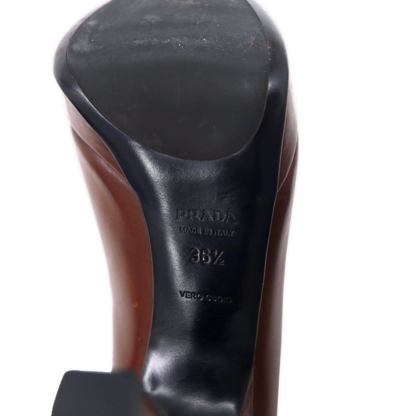 PRADA ハイヒール パンプス 23.5cm ブラウン レザー イタリア製