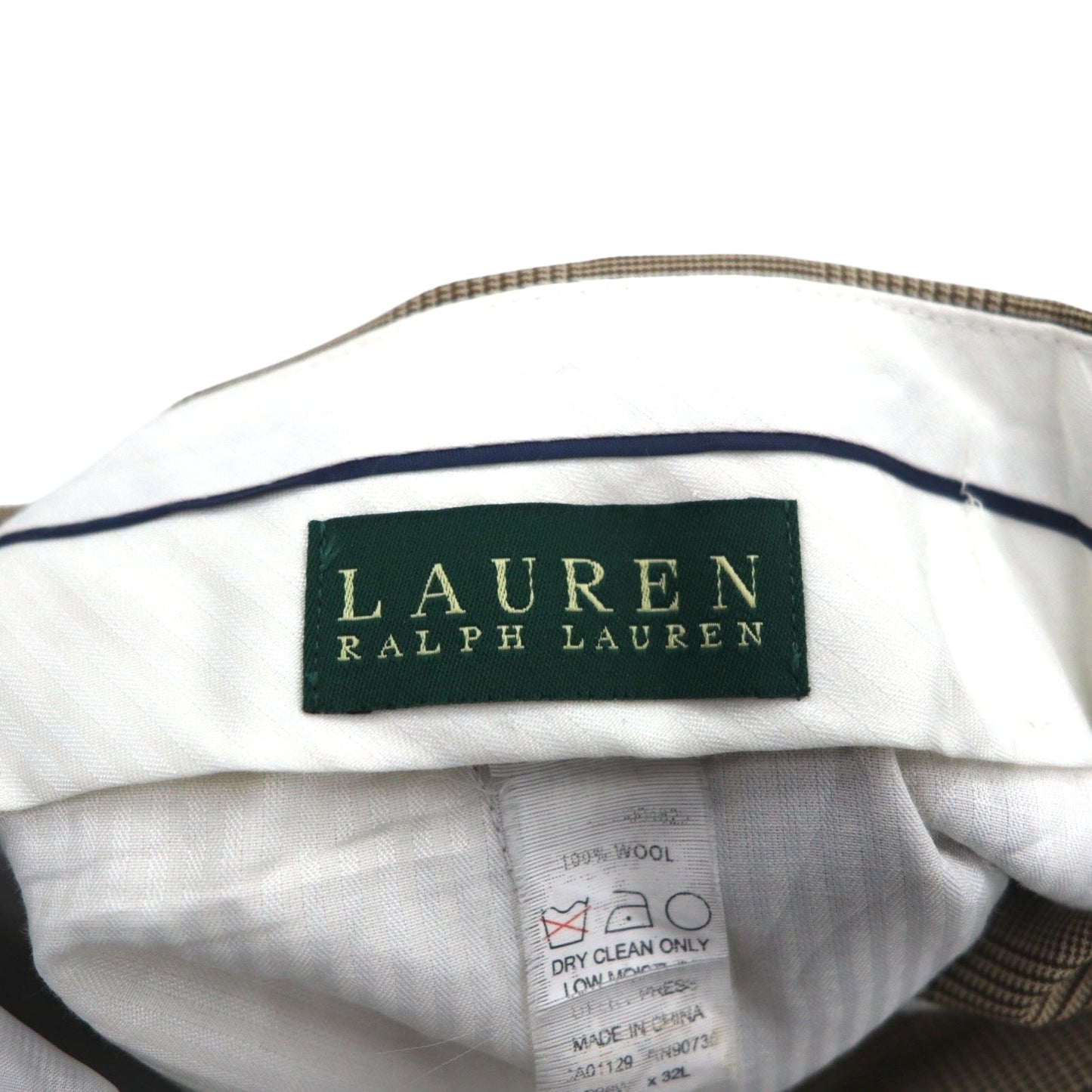 LAUREN RALPH LAUREN 90年代 タック ワイド スラックスパンツ L ブラウン ガンクラブチェック ウール