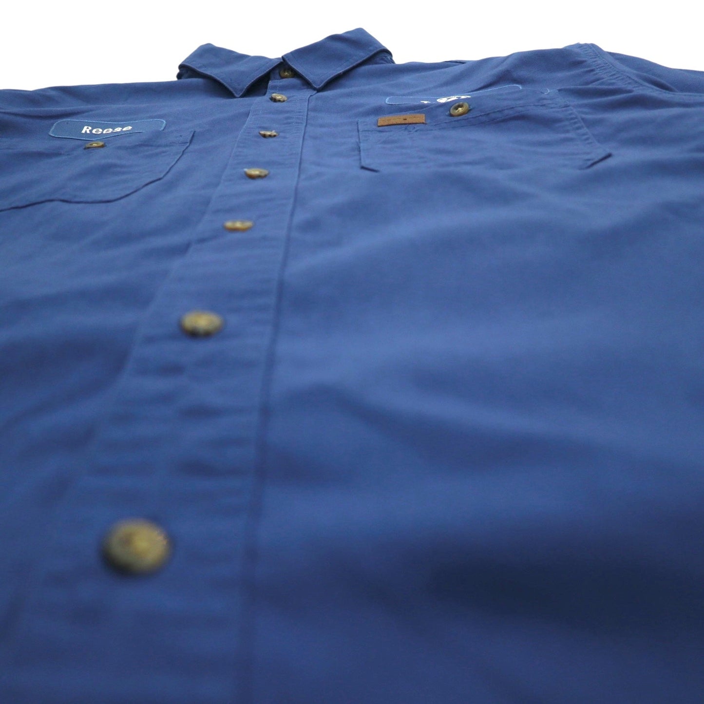 carhartt 半袖ワークシャツ L ネイビー コットン 胸ポケット アメリカ企業刺繍 TIMBER 384-19 メキシコ製