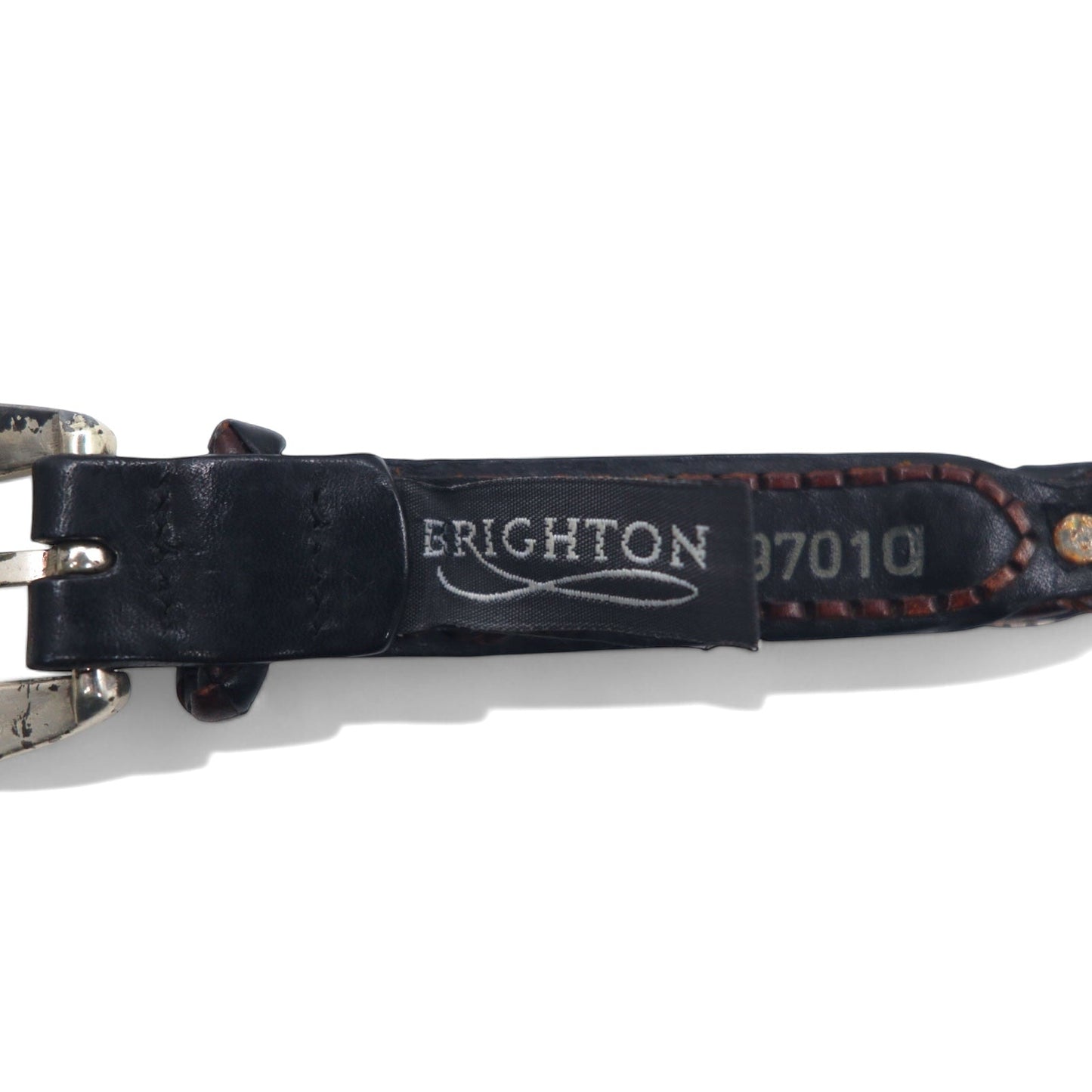 BRIGHTON イントレチャート シルバー コンチョ レザーベルト ブラック L/34 レザー 編み上げ 97010