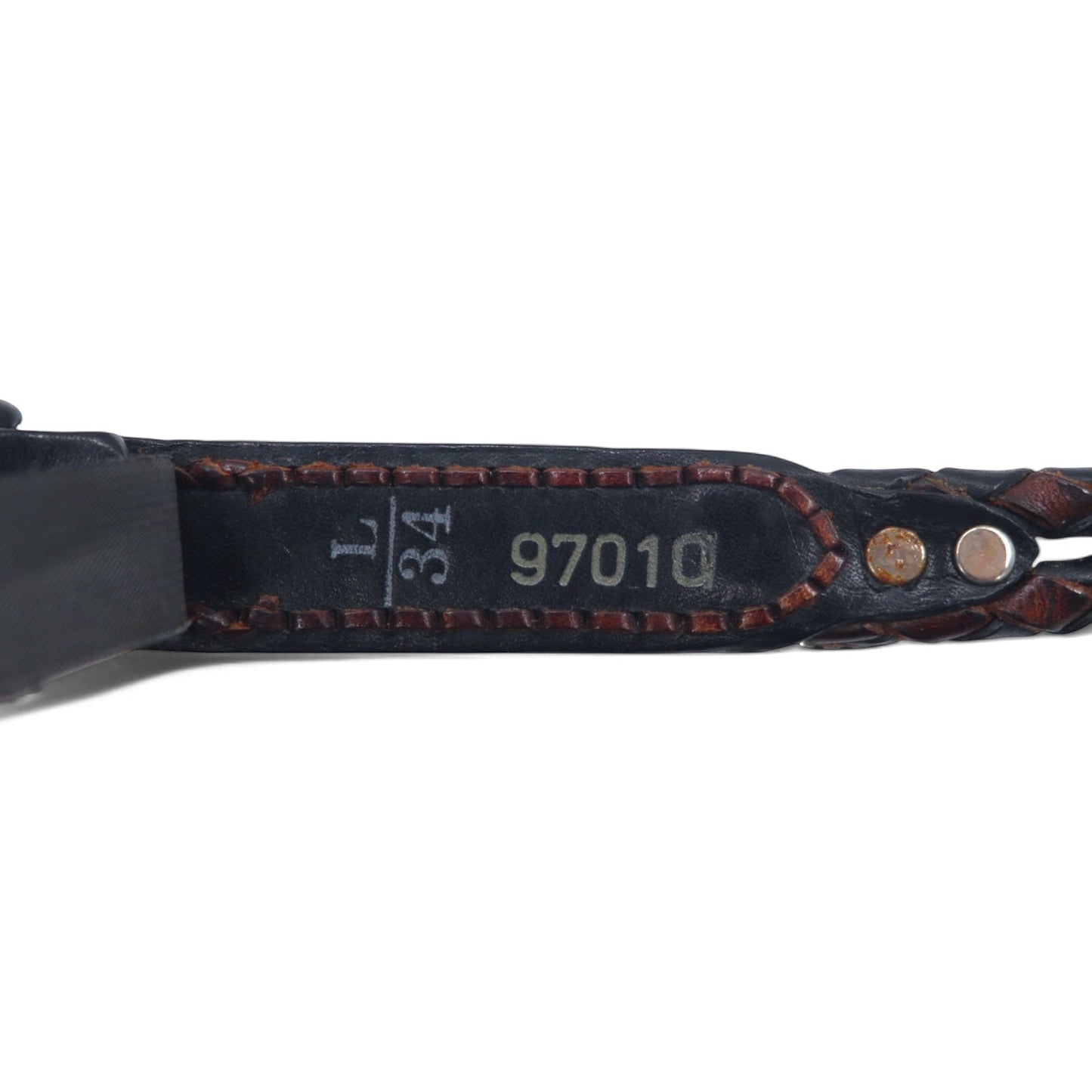 BRIGHTON イントレチャート シルバー コンチョ レザーベルト ブラック L/34 レザー 編み上げ 97010