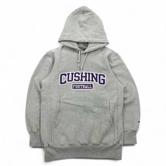 Champion リバースウィーブ REVERSE WEAVE プルオーバーパーカー S グレー カレッジ CUSHING FOOTBALL メキシコ製