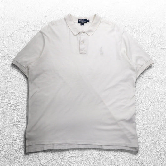 Polo by Ralph Lauren 90年代 ポロシャツ 2XL ビッグサイズ ホワイト 鹿の子 ポニー刺繍
