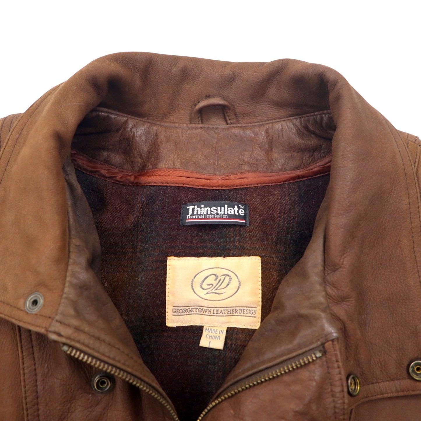 90年代 GEORGETOWN LEATHER DESIGN レザー A-2 フライトジャケット L ブラウン Thinsulate 中綿 ライナー着脱式