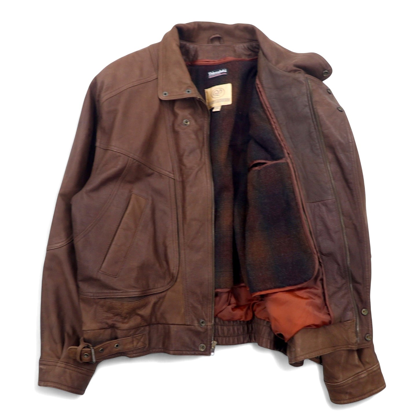 90年代 GEORGETOWN LEATHER DESIGN レザー A-2 フライトジャケット L ブラウン Thinsulate 中綿 ライナー着脱式
