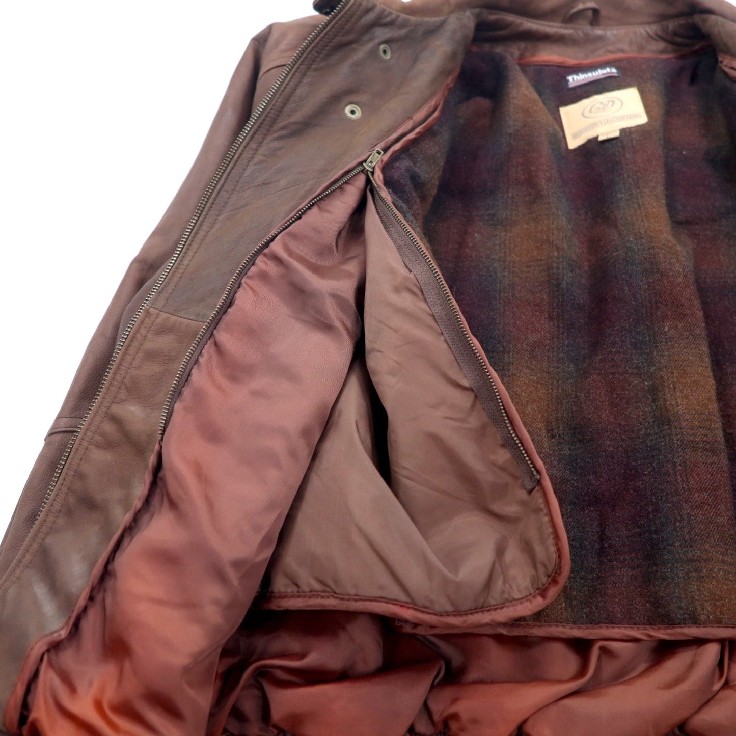 90年代 GEORGETOWN LEATHER DESIGN レザー A-2 フライトジャケット L ブラウン Thinsulate 中綿 ライナー着脱式