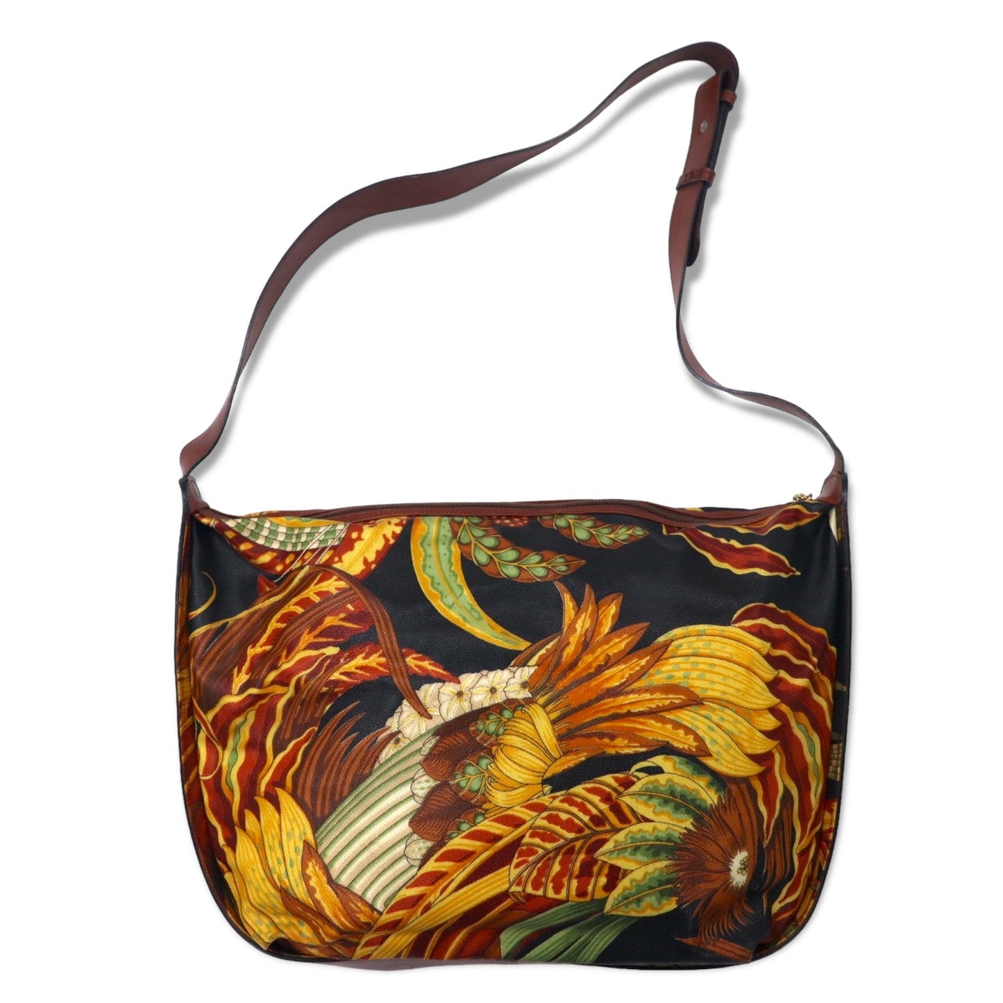 Salvatore Ferragamo ショルダーバッグ マルチカラー PVC レザー 総柄 スカーフ ボタニカル ポーチ付き AD21 1284 イタリア製