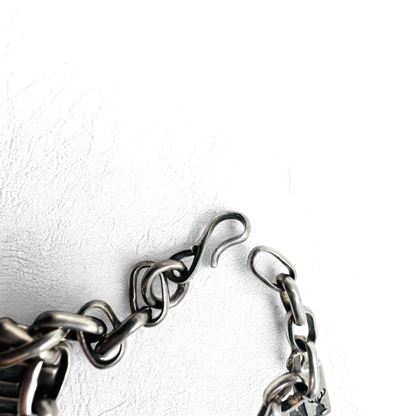 NAVAJO インディアンジュエリー Timothy Lee ブレスレットナバホ族 シルバー リンク チェーン Sterling スタンプワーク トライバル