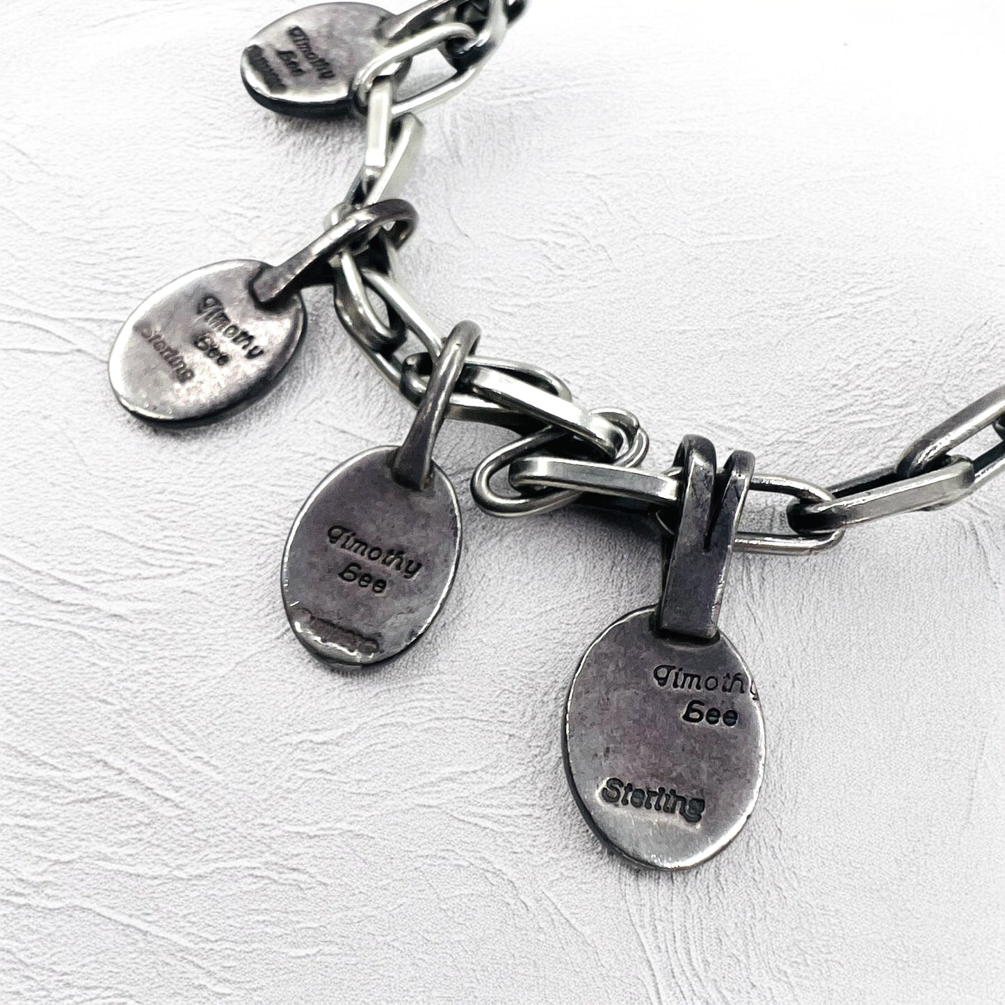 NAVAJO インディアンジュエリー Timothy Lee ネックレス ナバホ族 シルバー リンク チェーン Sterling スタンプワーク トライバル