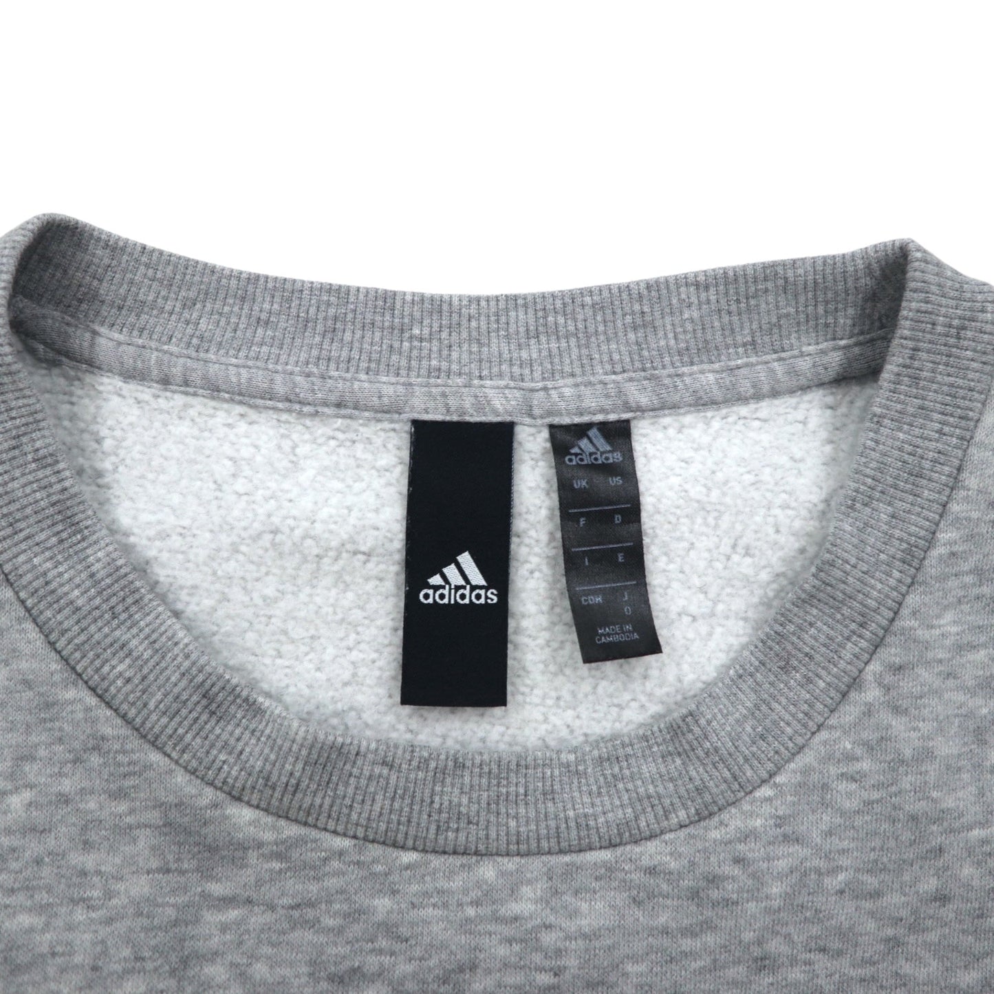 adidas スポーツ ID クルー スウェット XL グレー ブラック 裏起毛 3ストライプ Sport ID EB7589