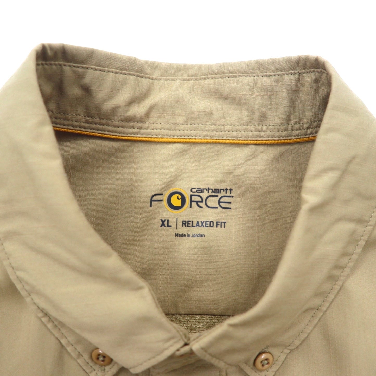 carhartt FORCE リラックスフィット ボタンダウン ワークシャツ XL ベージュ ポリエステル Ridgefield Solid L/S Shirt 102418