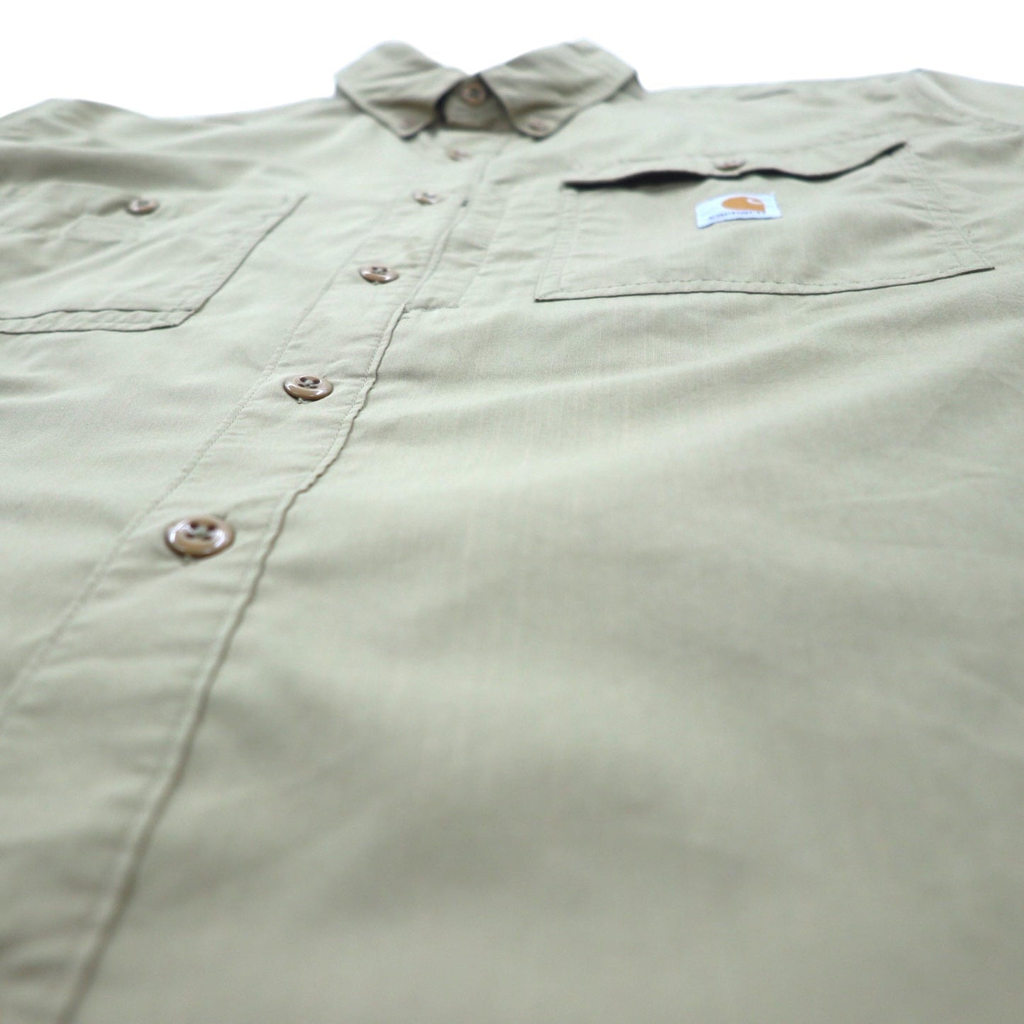 carhartt FORCE リラックスフィット ボタンダウン ワークシャツ XL ベージュ ポリエステル Ridgefield Solid L/S Shirt 102418