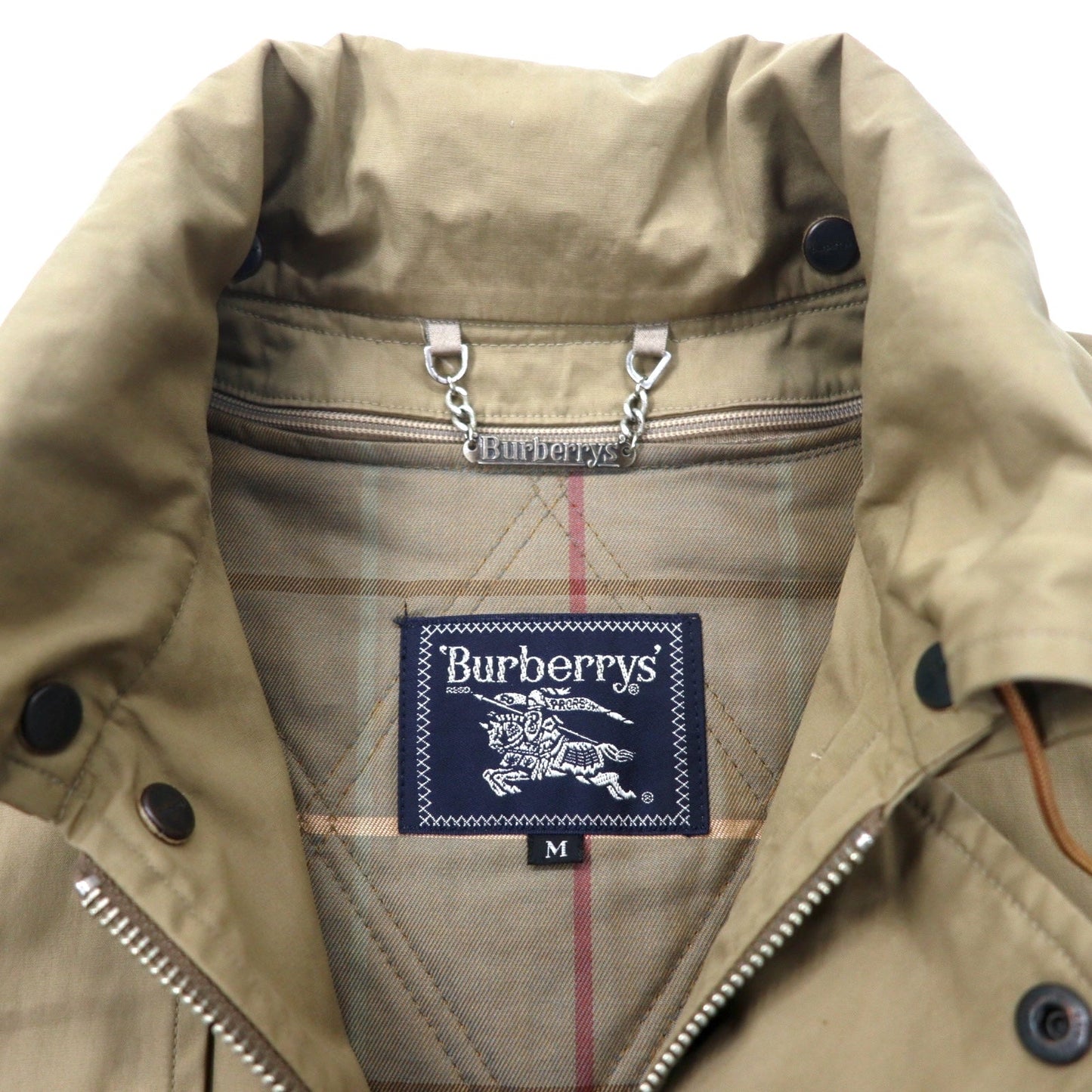 Burberrys オールド ハンティングジャケット M ベージュ コットン ドローコード チェックライナー着脱式 フード収納式