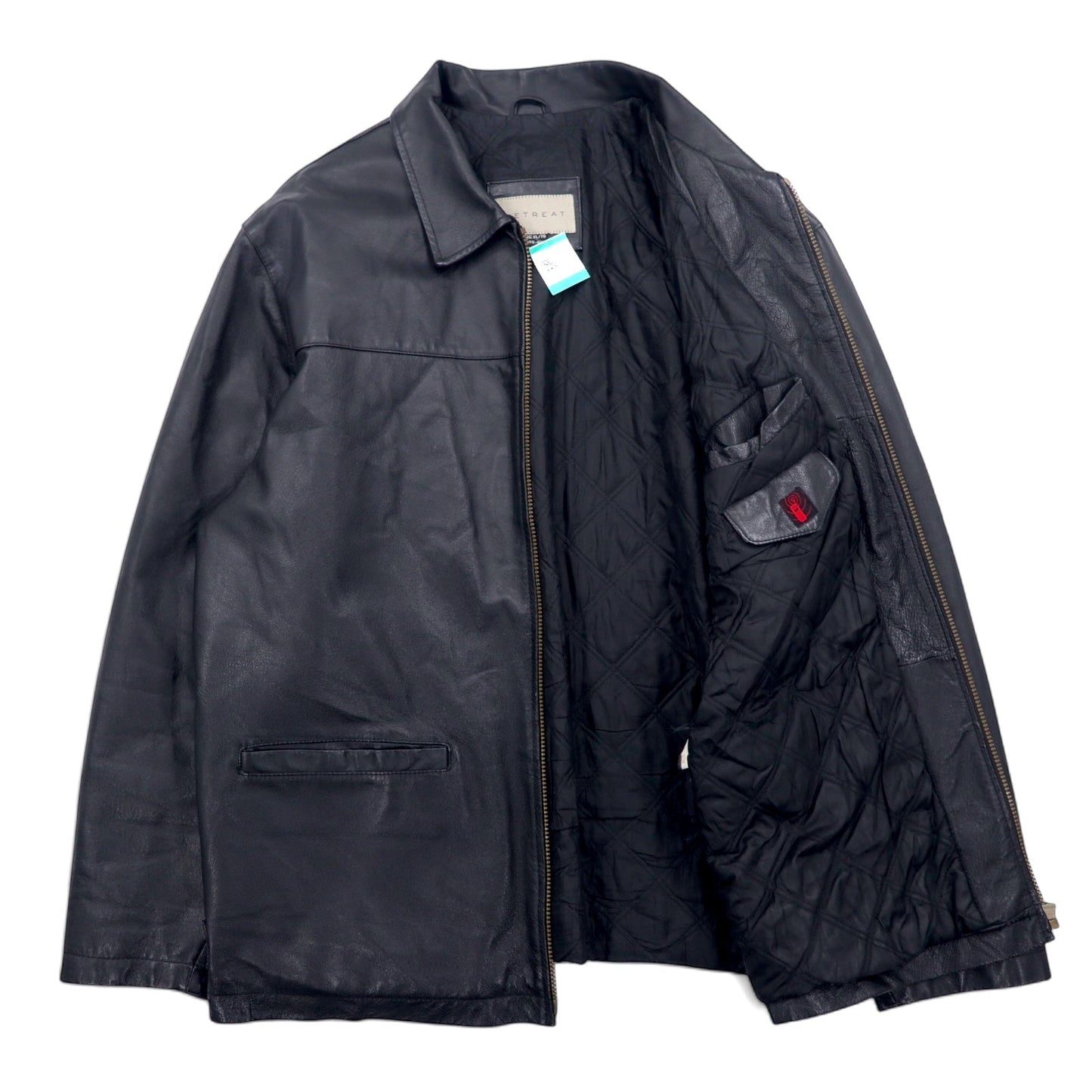 90年代 RETREAT ジップアップ レザージャケット XL ブラック レザー