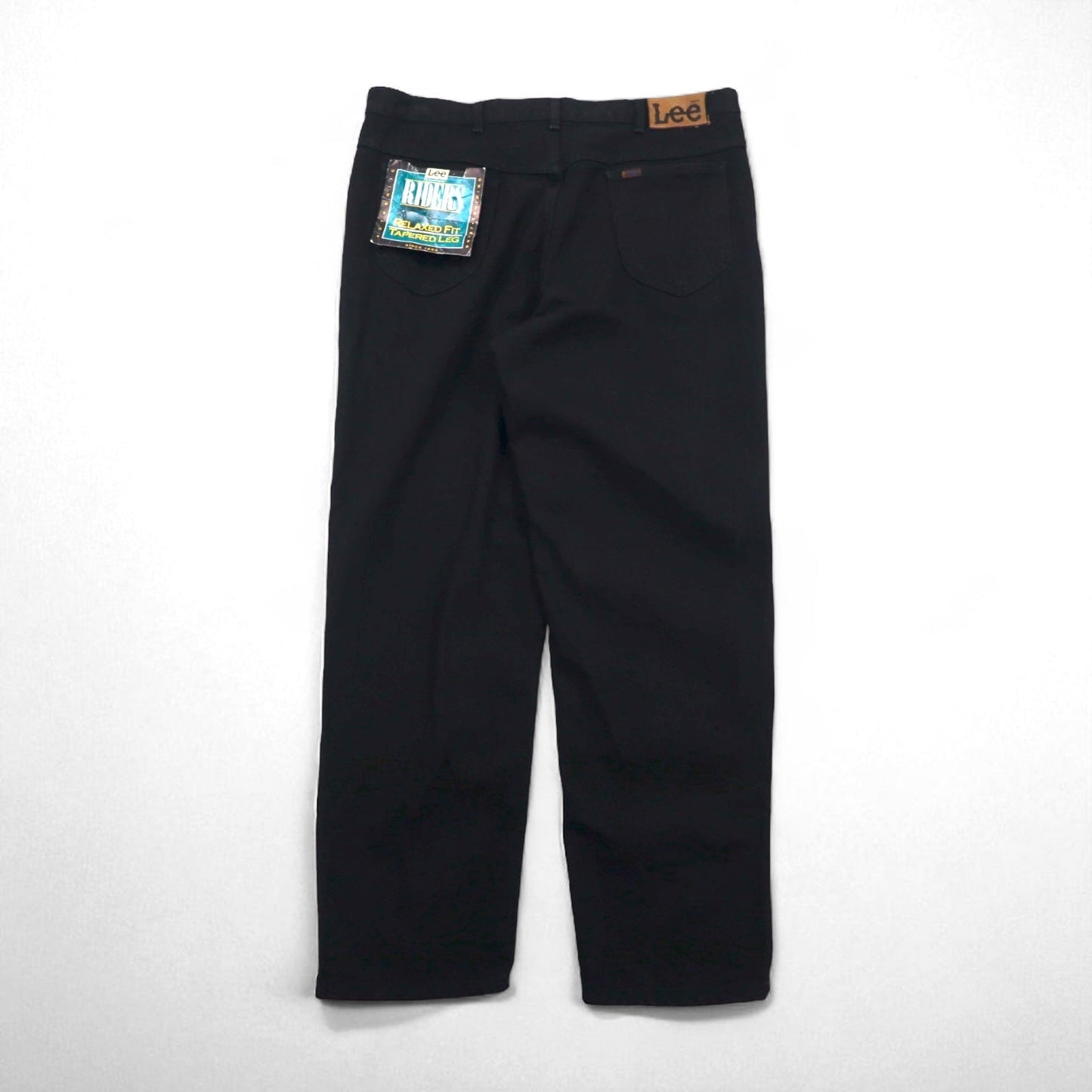 Lee RIDERS 90年代 USA製 リラックスフィット テーパード デニムパンツ XL ブラック ジッパーフライ レザーパッチ 208-5508 デッドストック 未使用品