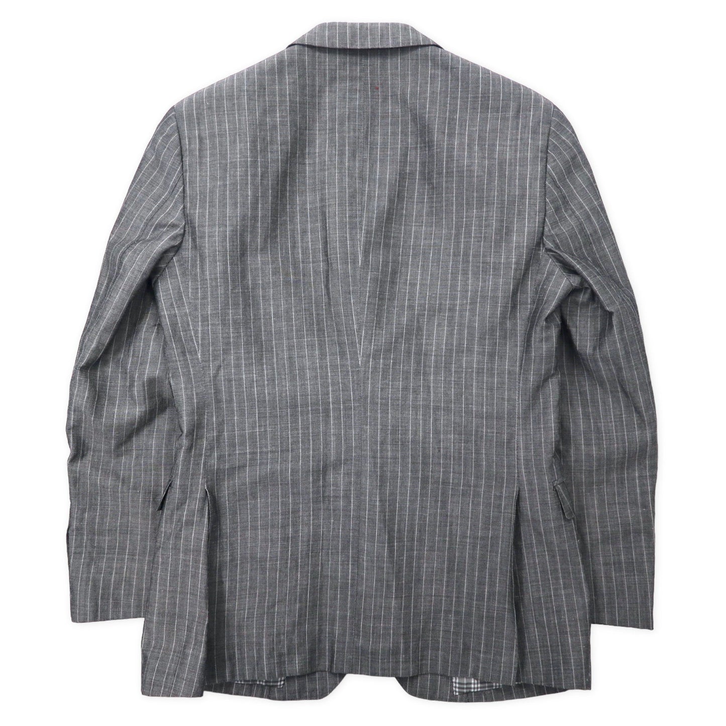 BURBERRY BLACK LABEL 2B テーラードジャケット S グレー ストライプ ウール リネン混 裏地ノバチェック D1E22-383-06