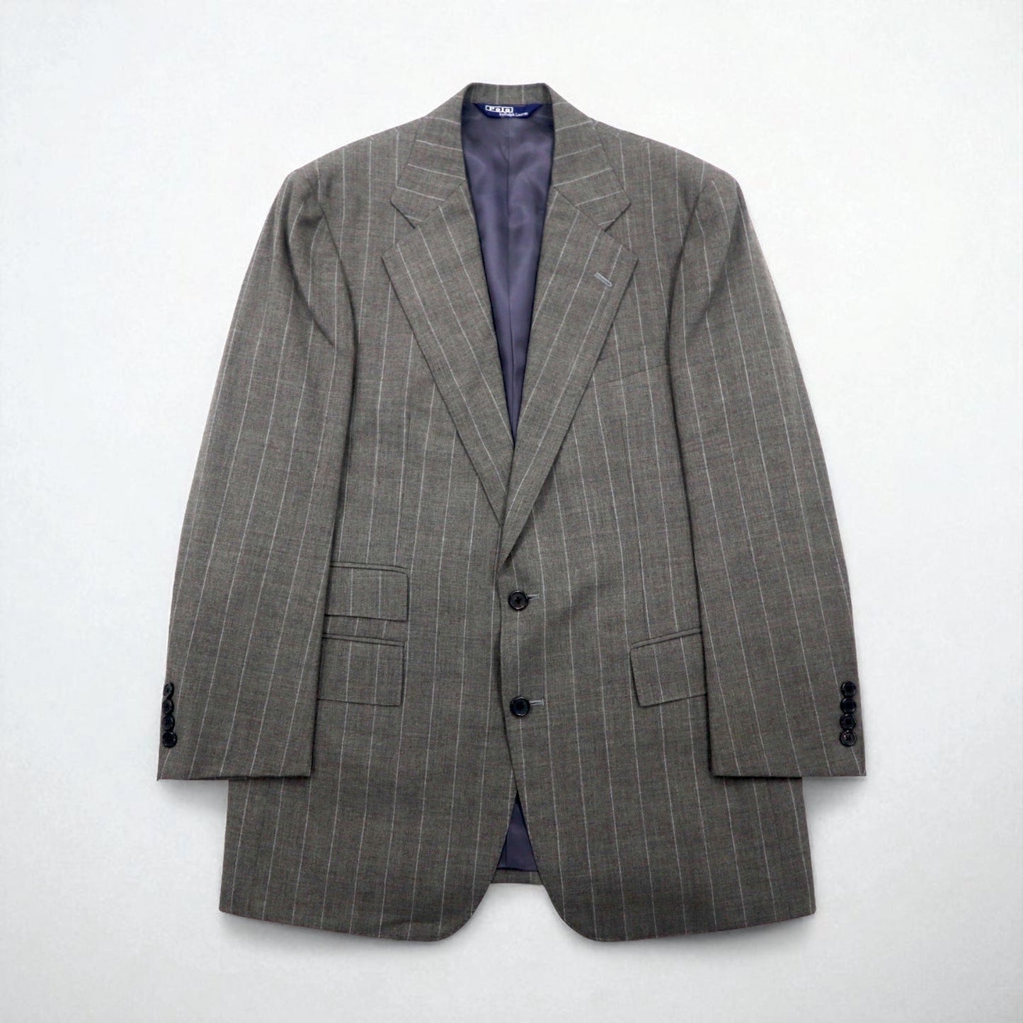 Polo by Ralph Lauren 90年代 3ピース スーツ セットアップ L グレー ストライプ ウール 日本製