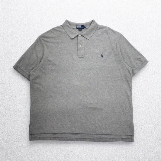 Polo by Ralph Lauren 90年代 ポロシャツ 3XL BIG ビッグサイズ グレー コットン 鹿の子 スモールポニー刺繍 未使用品