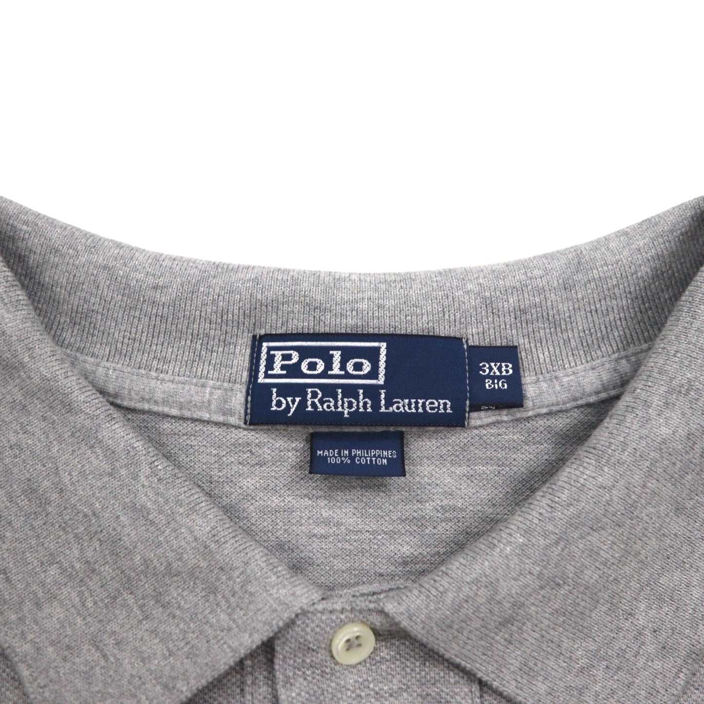 Polo by Ralph Lauren 90年代 ポロシャツ 3XL BIG ビッグサイズ グレー コットン 鹿の子 スモールポニー刺繍 未使用品
