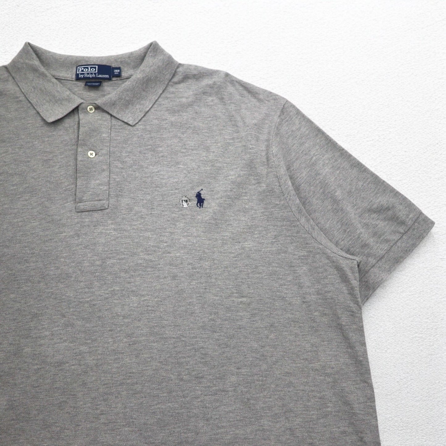 Polo by Ralph Lauren 90年代 ポロシャツ 3XL BIG ビッグサイズ グレー コットン 鹿の子 スモールポニー刺繍 未使用品