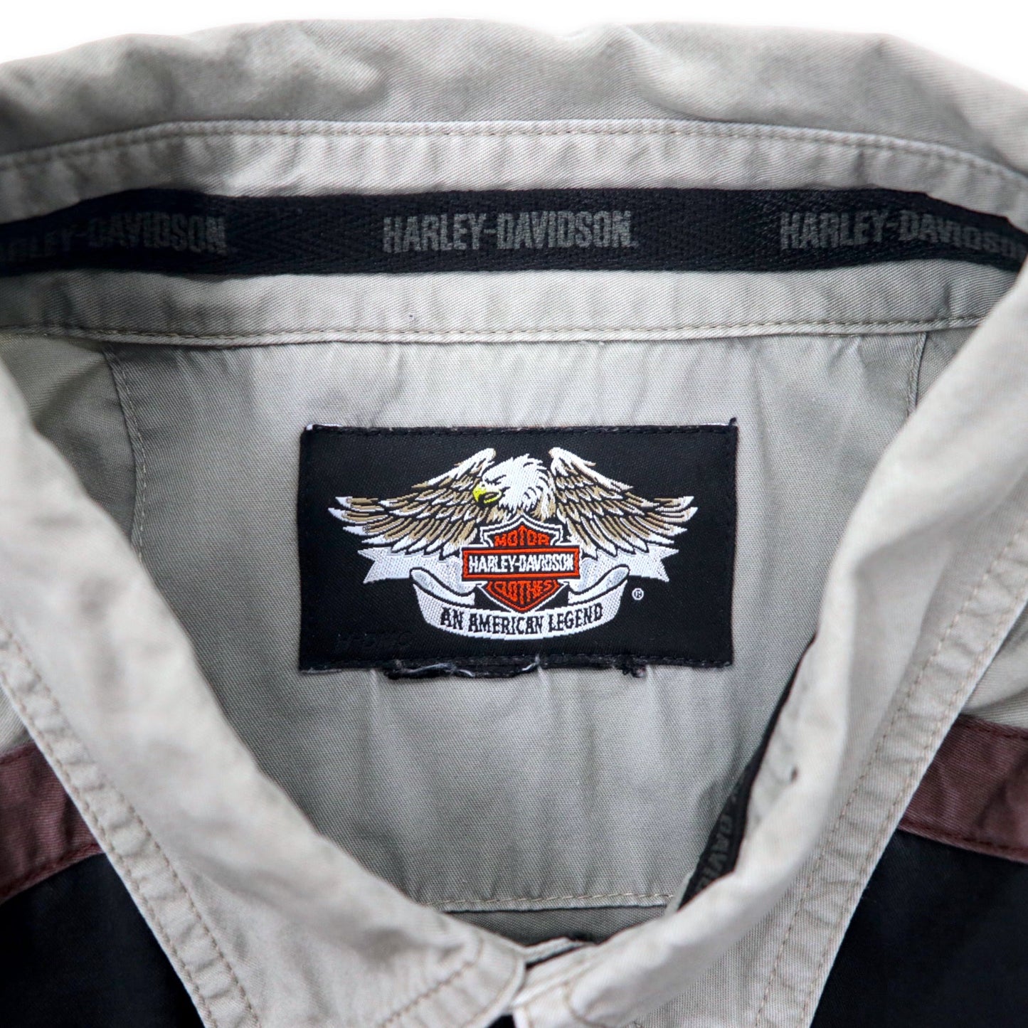HARLEY DAVIDSON 半袖 ワークシャツ XL ブラック コットン ロゴ刺繍